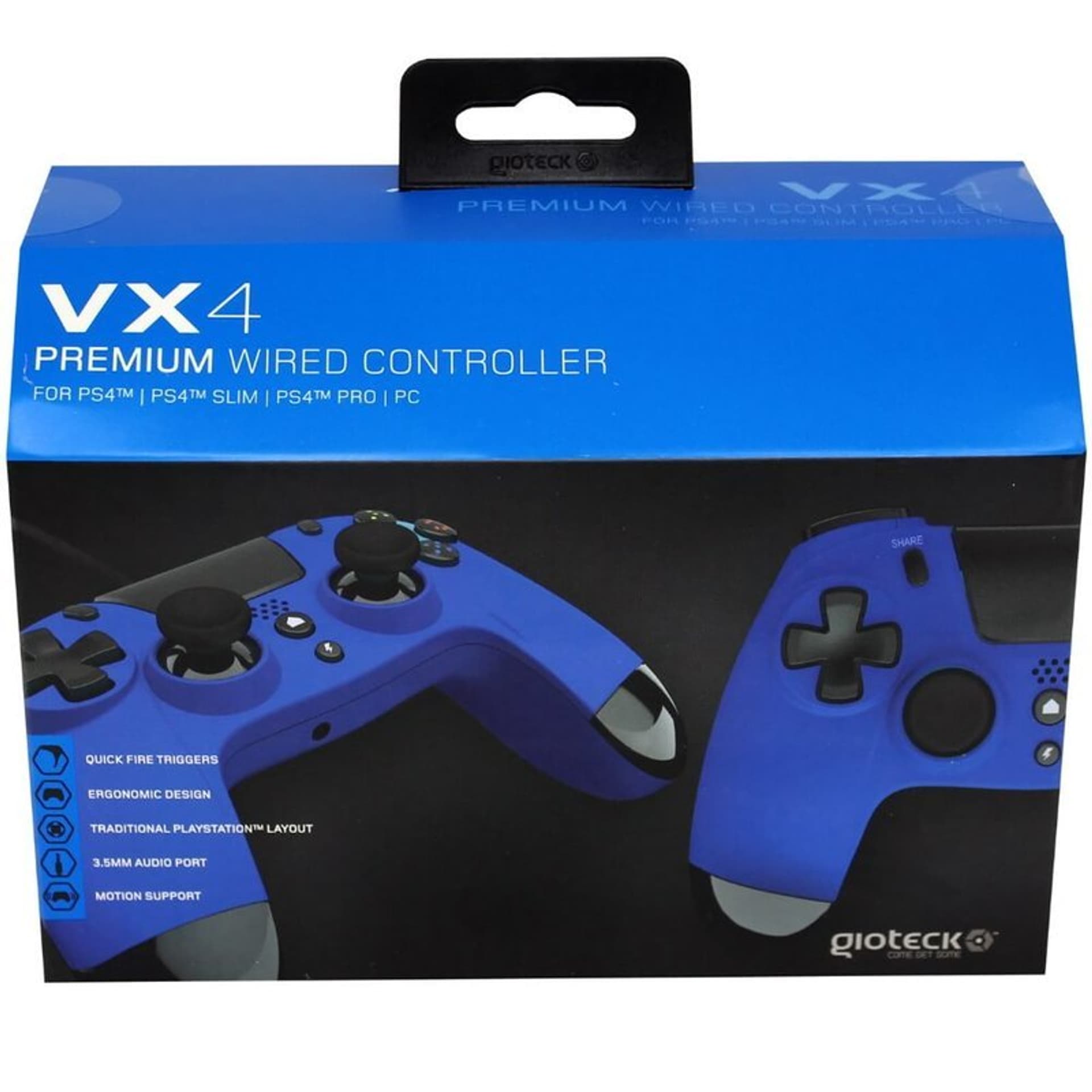 

Gioteck Kontroler przewodowy VX4 PS4/PC niebieski