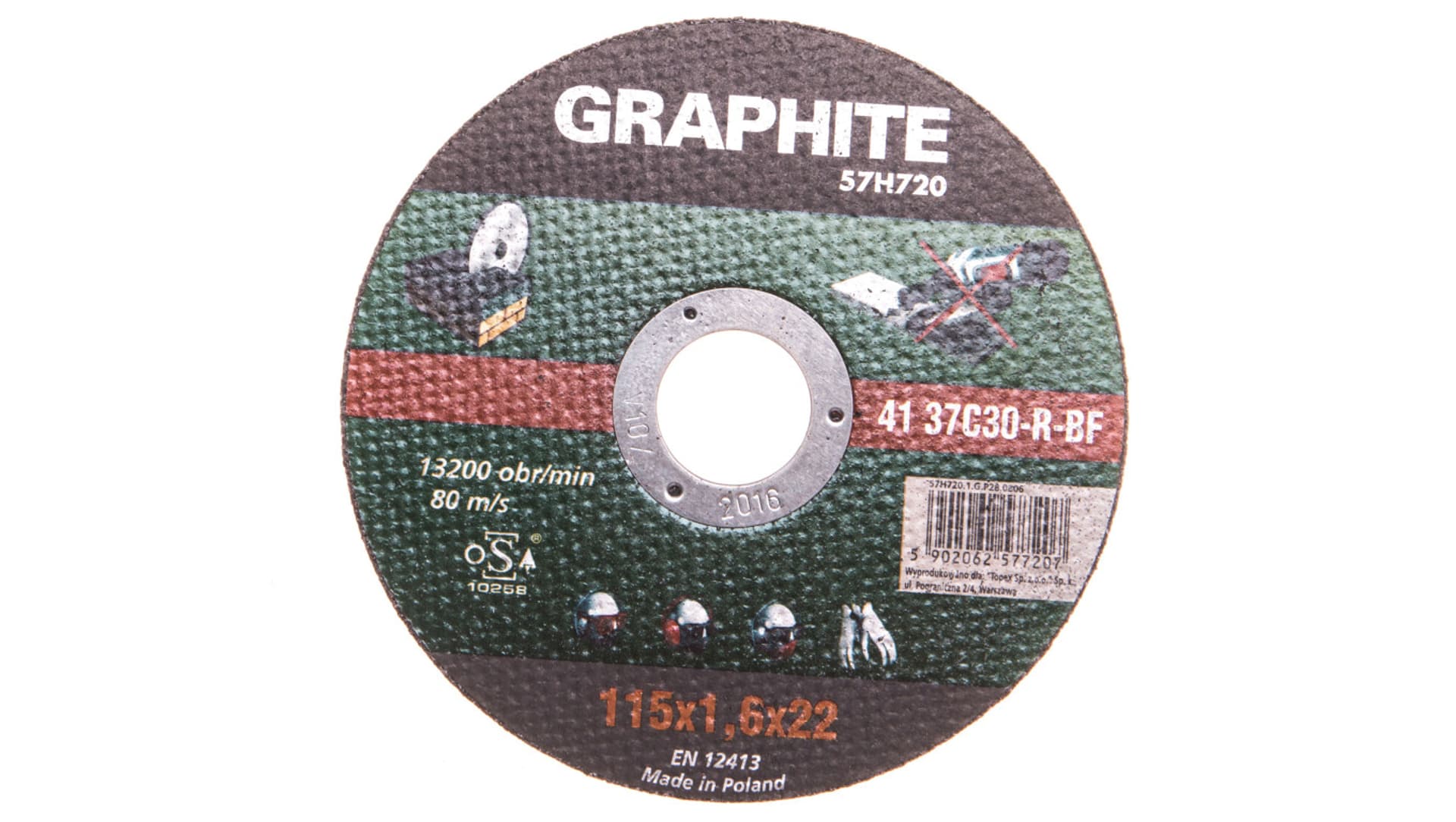 

Tarcza tnąca do kamienia 115 x 1.6 x 22.2 mm, 41 37C30-R-BF
