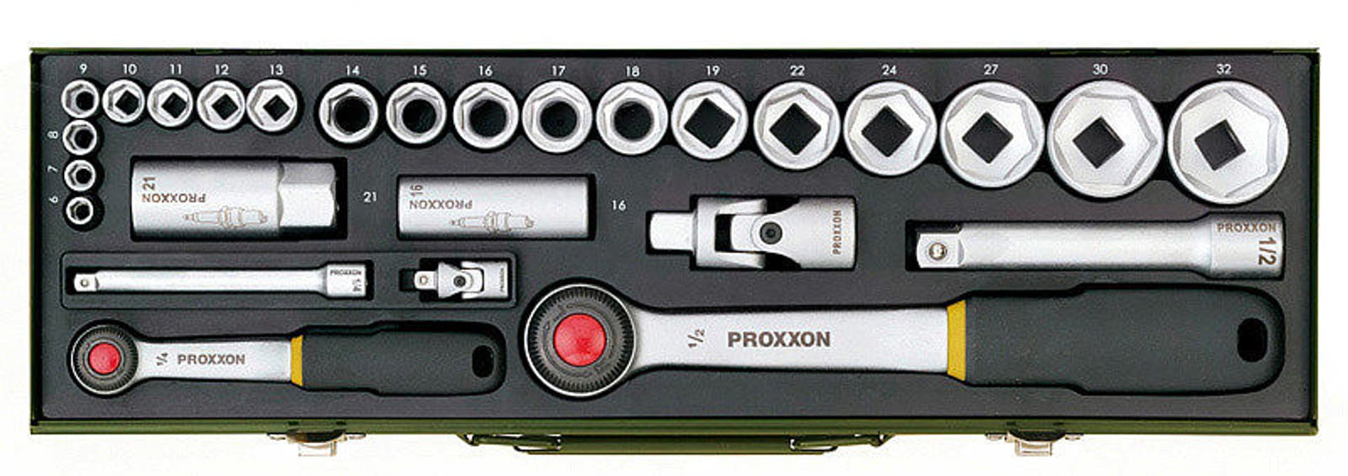 

ZESTAW KLUCZY NASADOWYCH 1/2'' I 1/4'' PROXXON 24CZ.