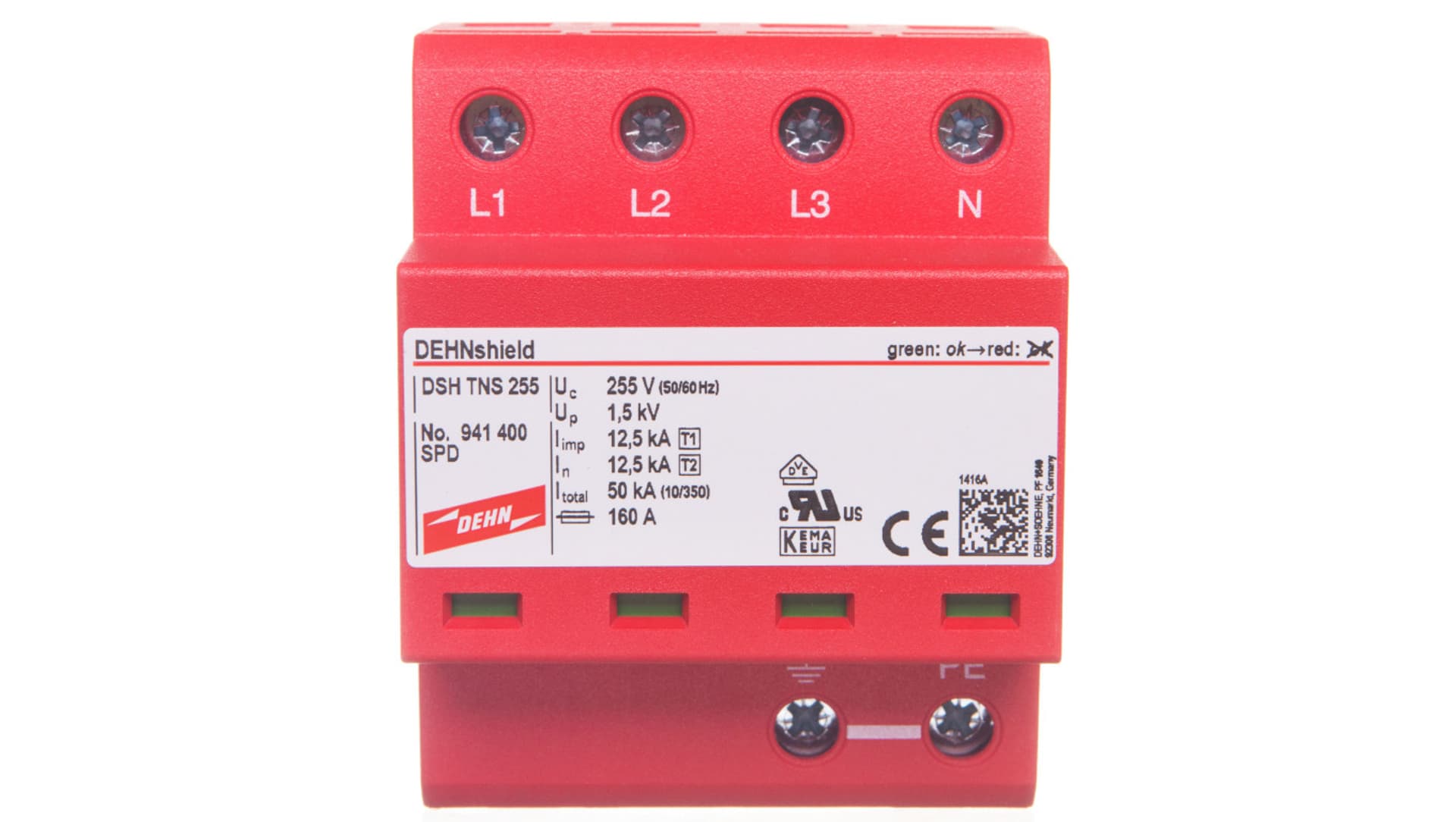 

Ogranicznik przepięć B+C Typ 1+2 4P 12,5kA/50kA 1,5kV DEHNshield TNS 255 941400