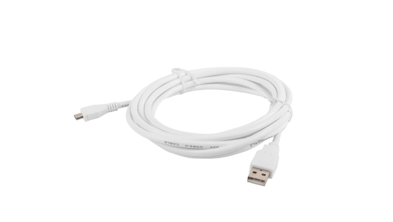 

Przewód połączeniowy USB 2.0 High Speed 3m USB - microUSB biały CA-USBM-10CC-0030-W