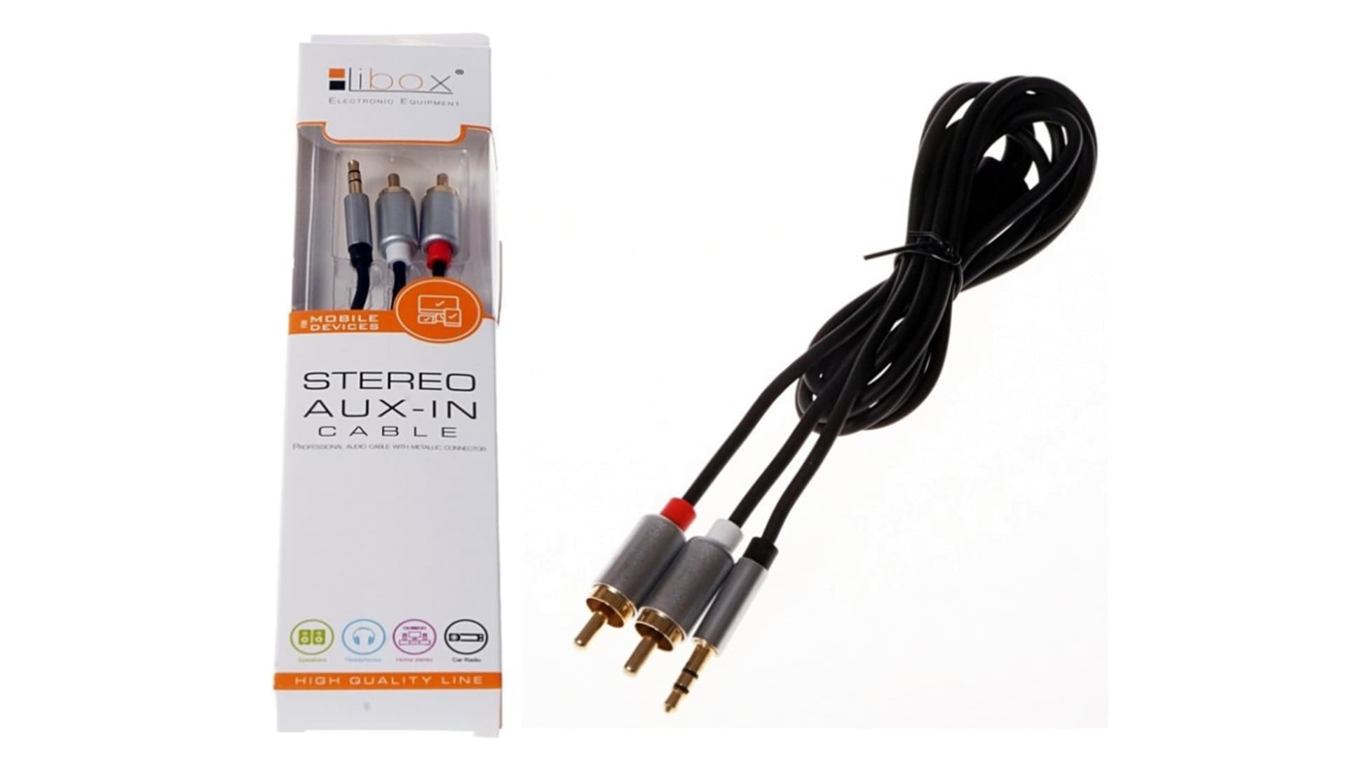 

Przewód adapter Jack 3,5mm - 2x RCA 3m LIBOX LB0093