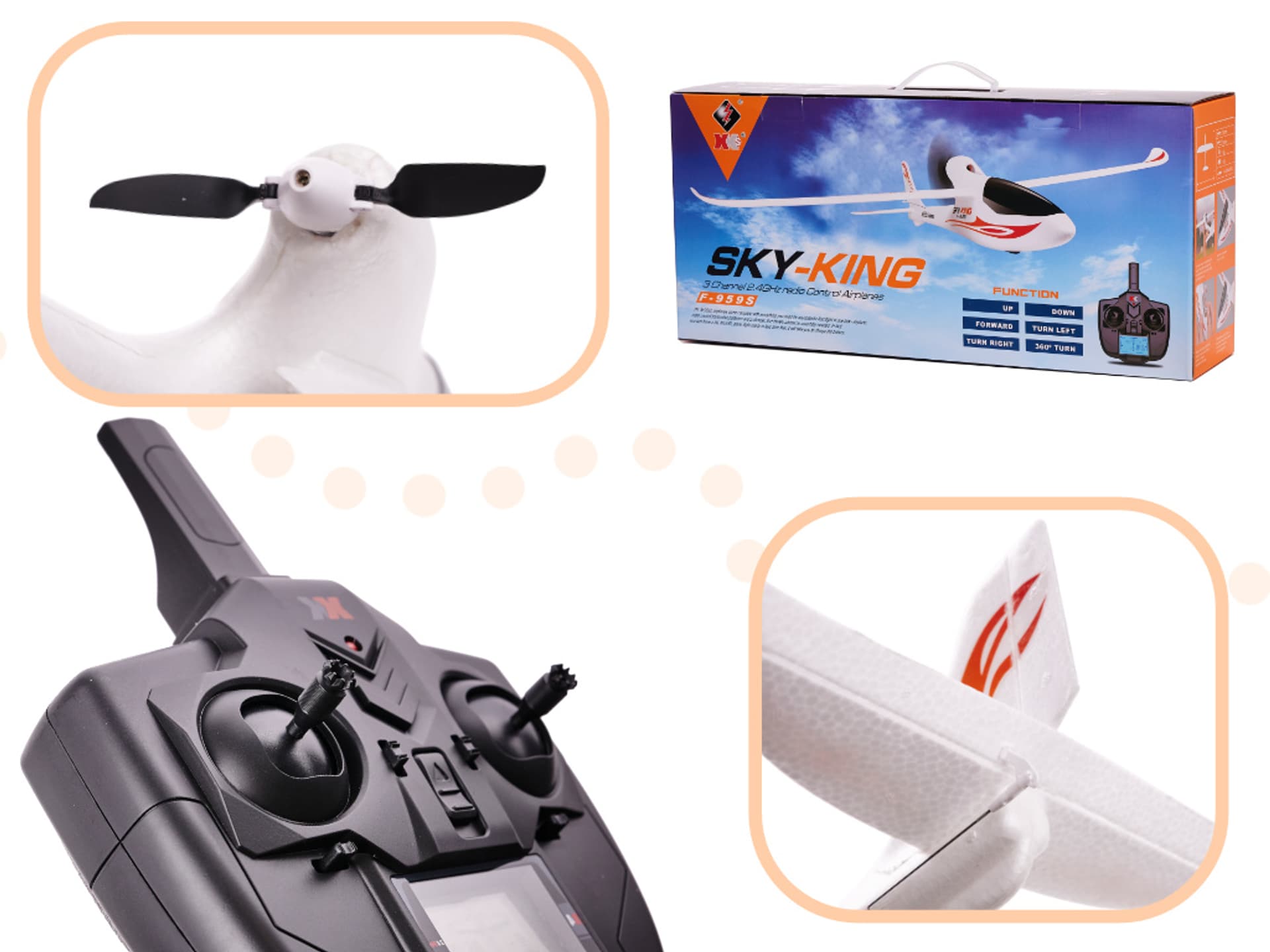 

Samolot zdalnie sterowany na pilota RC WLtoys Sky King F959S 2,4GHz