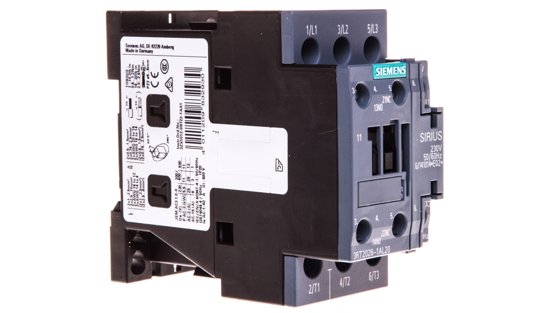 

Stycznik mocy 25A 3P 230V AC 1Z 1R S0 3RT2026-1AL20