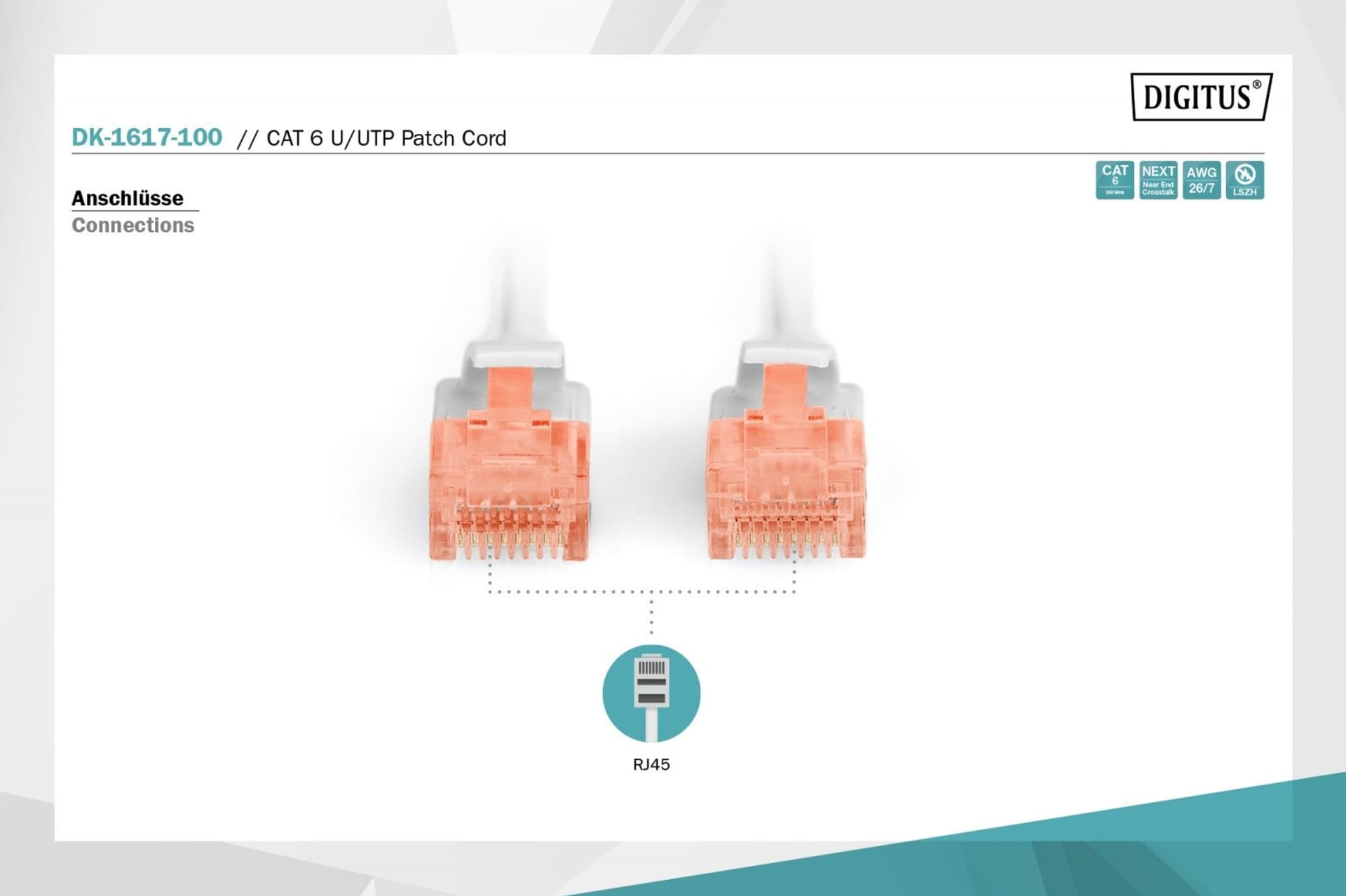 

Patch cord nieekranowany U/UTP Kat.6 AWG 26/7 miedź LSOH 10,0m Szary