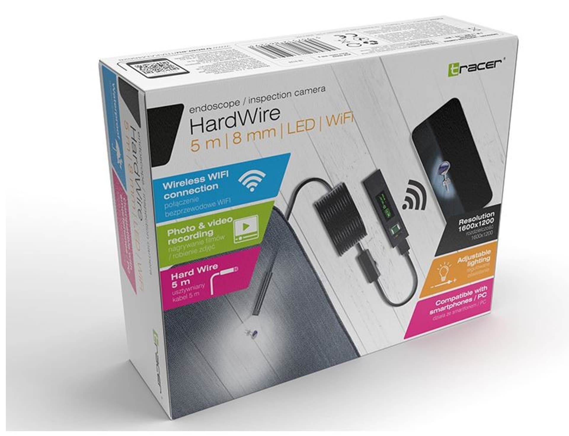 

Kamera endoskopowa HardWire 5M 8MM LED WIFI