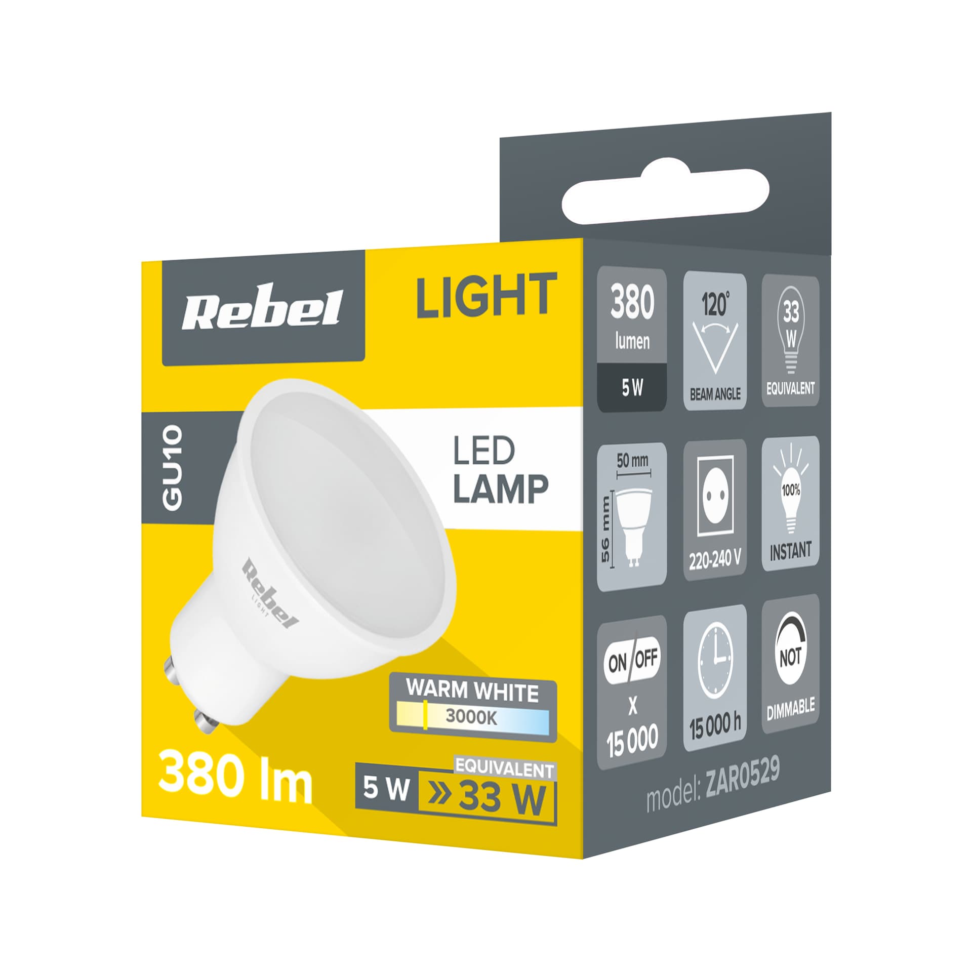 

Lampa LED Rebel 5W GU10, 3000K, 230V