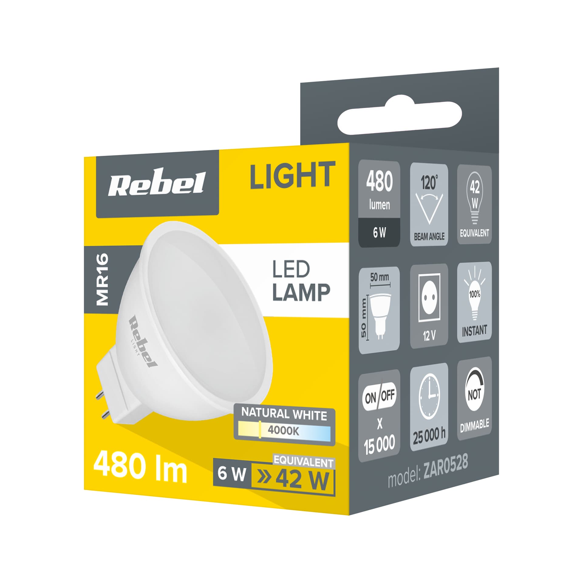 

Lampa LED Rebel 6W, MR16,4000K 12V