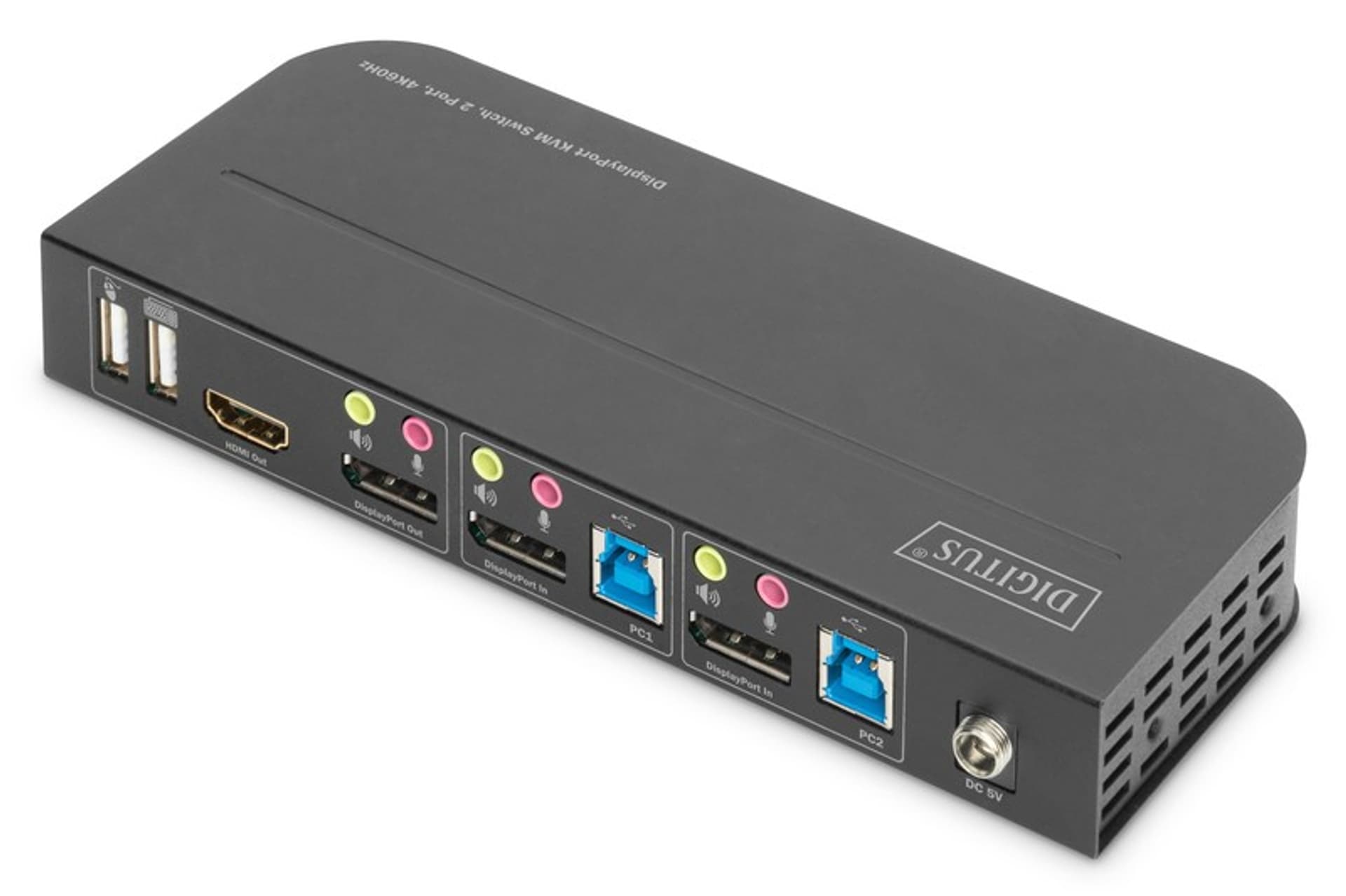 

Przełącznik KVM 2 portowy DisplayPort do HDMI 2x1 4K 60Hz 2xUSB audio