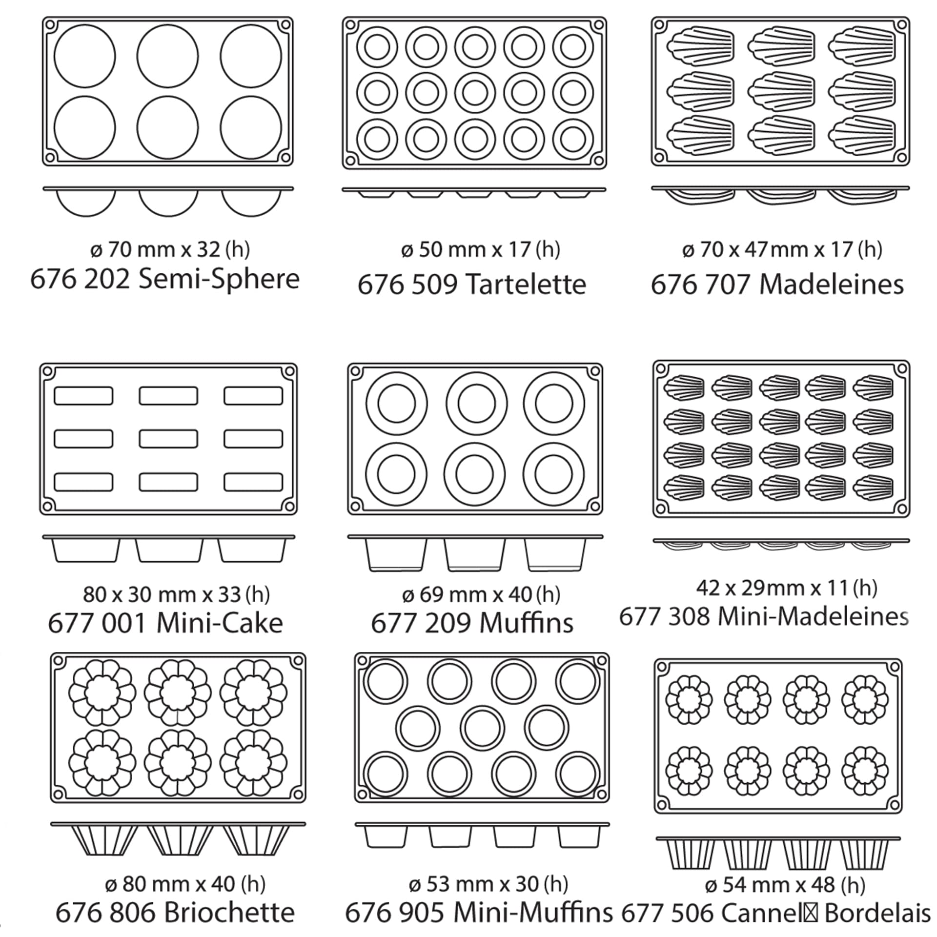 

Foremki silikonowe nieprzywierające do pieczenia do 260C CANNELE BORDELAIS 176x300mm GN1/3 - Hendi 677506
