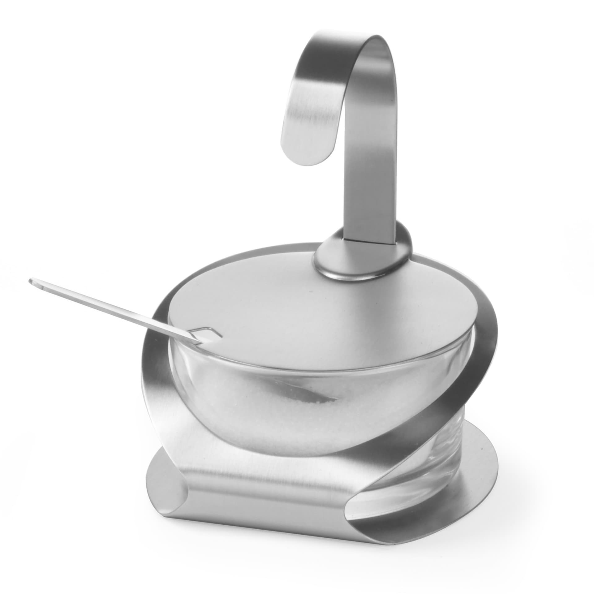 

Cukiernica ze szkła i stali nierdzewnej z łyżeczką śr. 130mm wys. 90mm - Hendi 465370