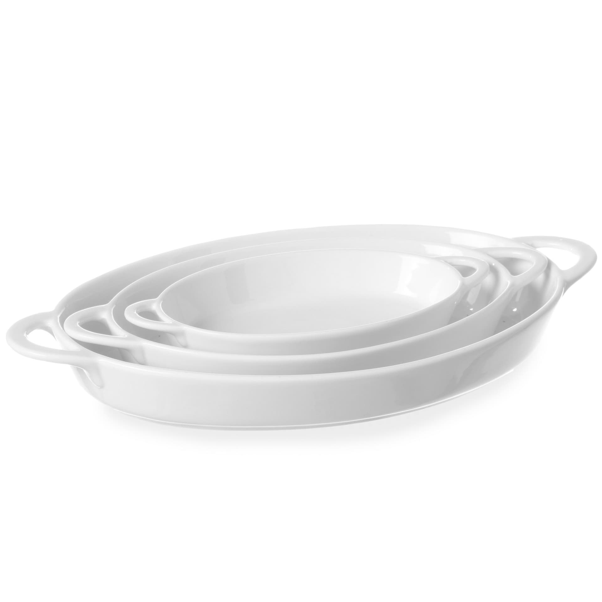 

Półmisek do zapiekania owalny z uchwytami 165x105x30mm biała porcelana - Hendi 784006