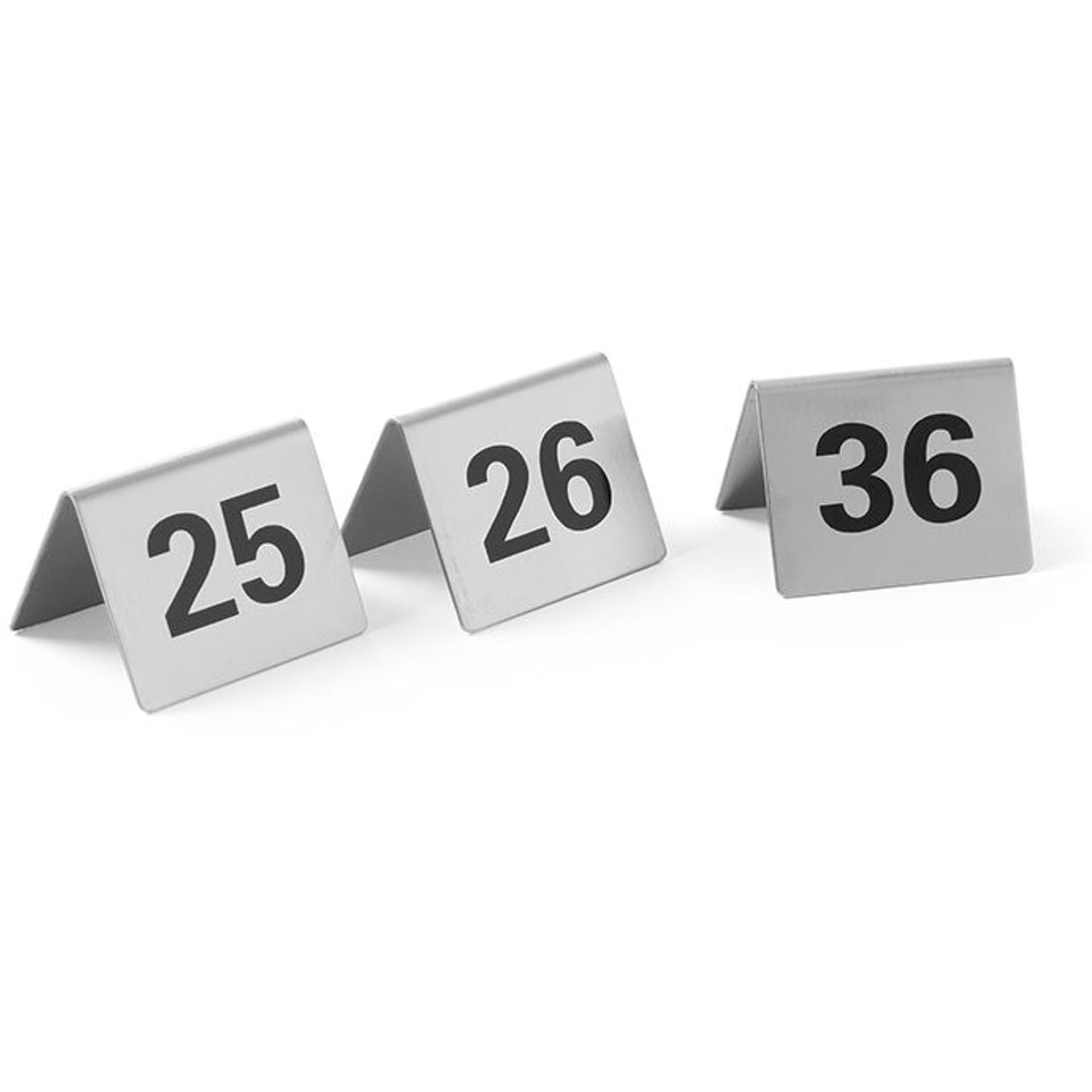 

Tabliczka informacyjna NUMER STOLIKA 25-36 stal nierdzewna zestaw 12szt. - Hendi 663868