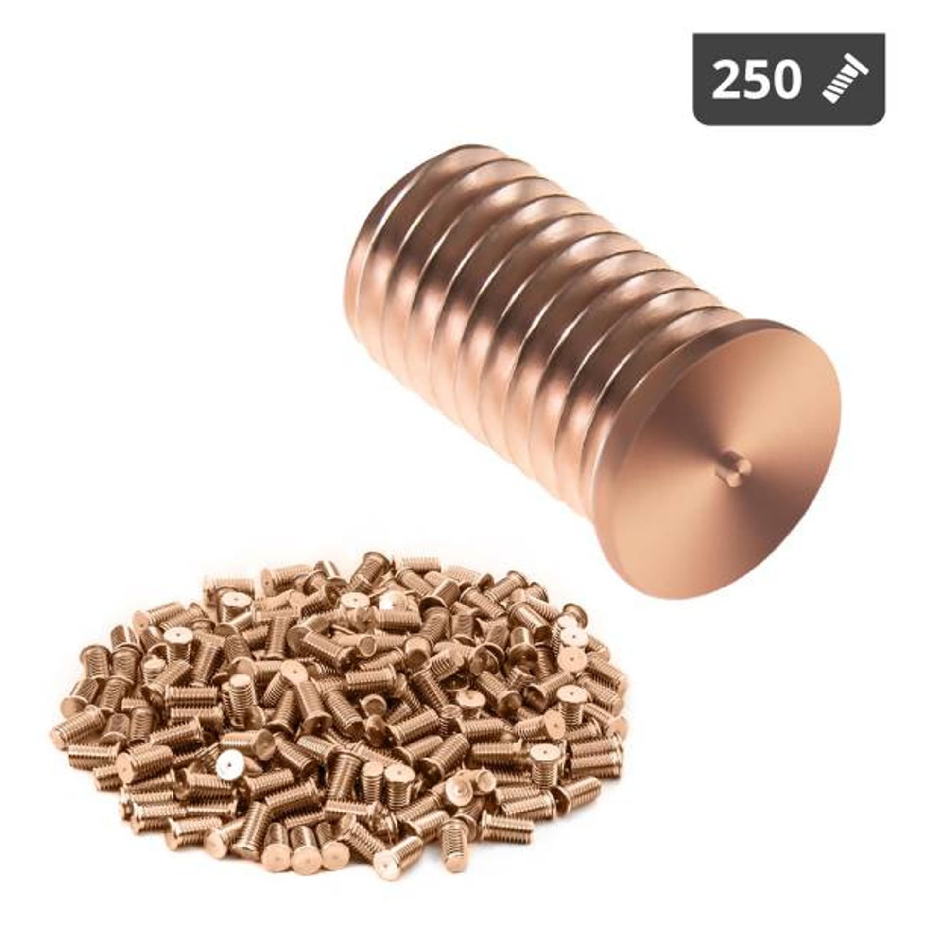 

Kołki do zgrzewania zgrzewarki przypawarki ze stali miedziowanej M8 16mm Stamos Germany 250 szt.