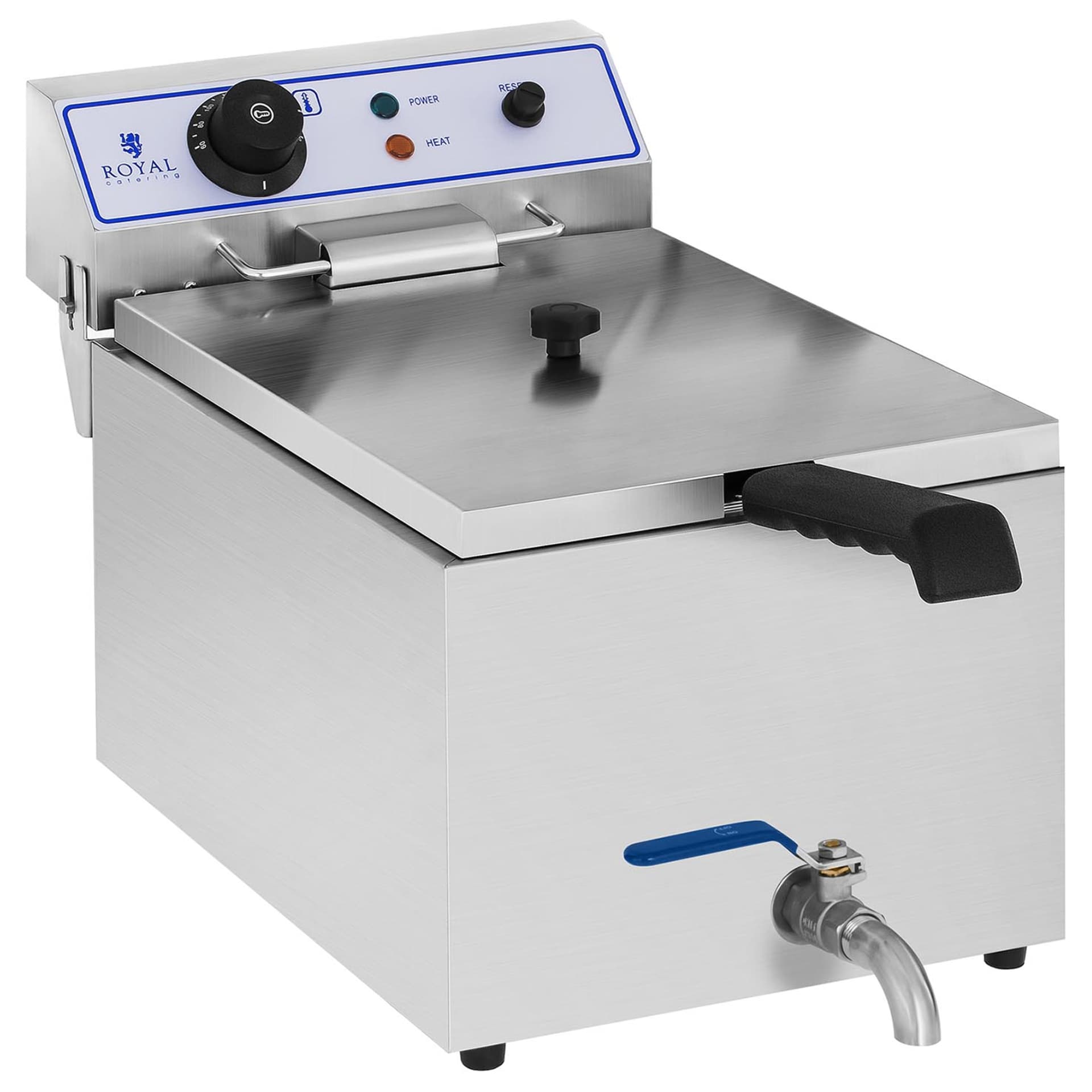 

Profesjonalna frytownica do frytek ryb z kranem 3000W 17L Royal Catering RCEF 15E