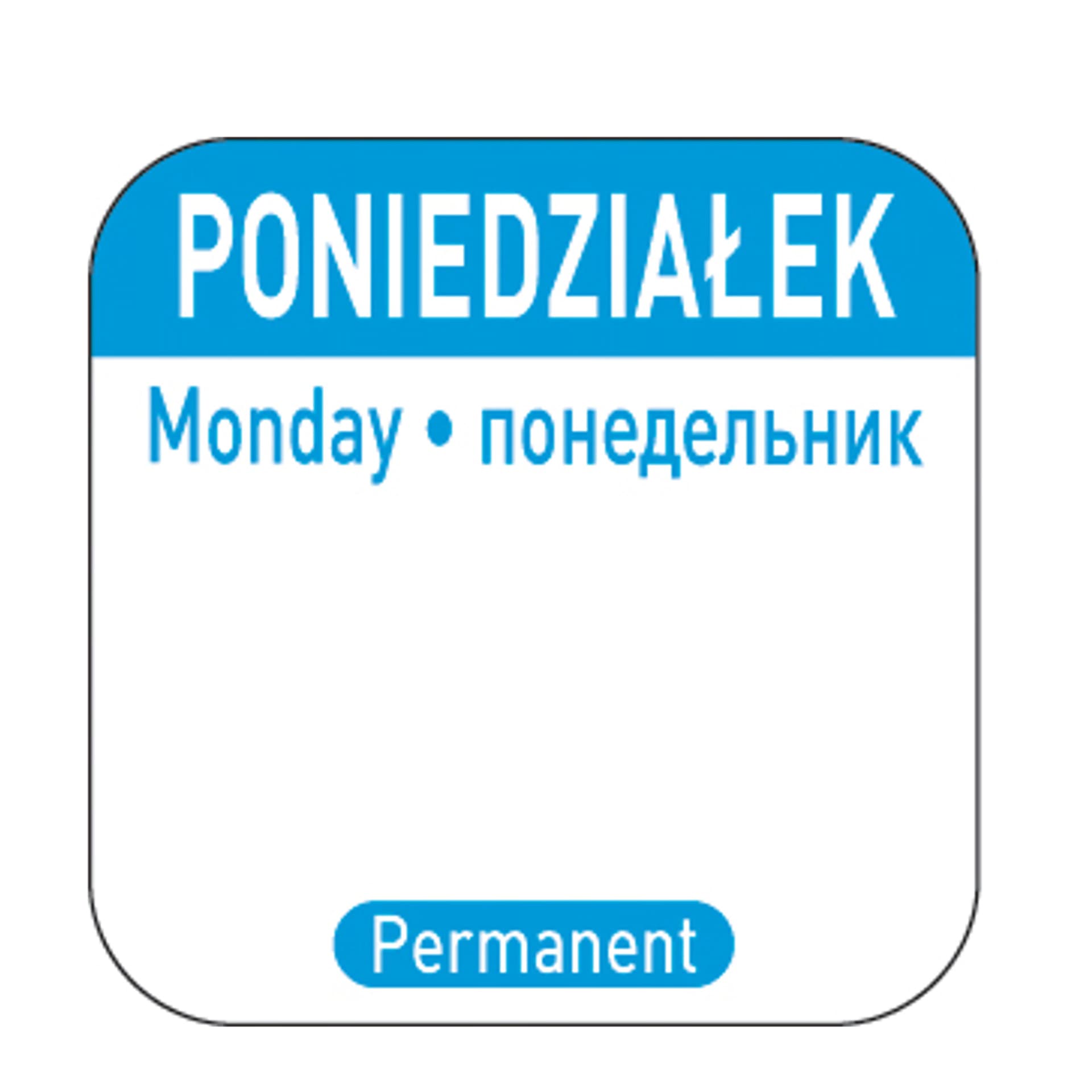 

Naklejki food safety na pojemniki wielokrotnego użytku Poniedziałek PL RU EN 1000 szt. Hendi 850077