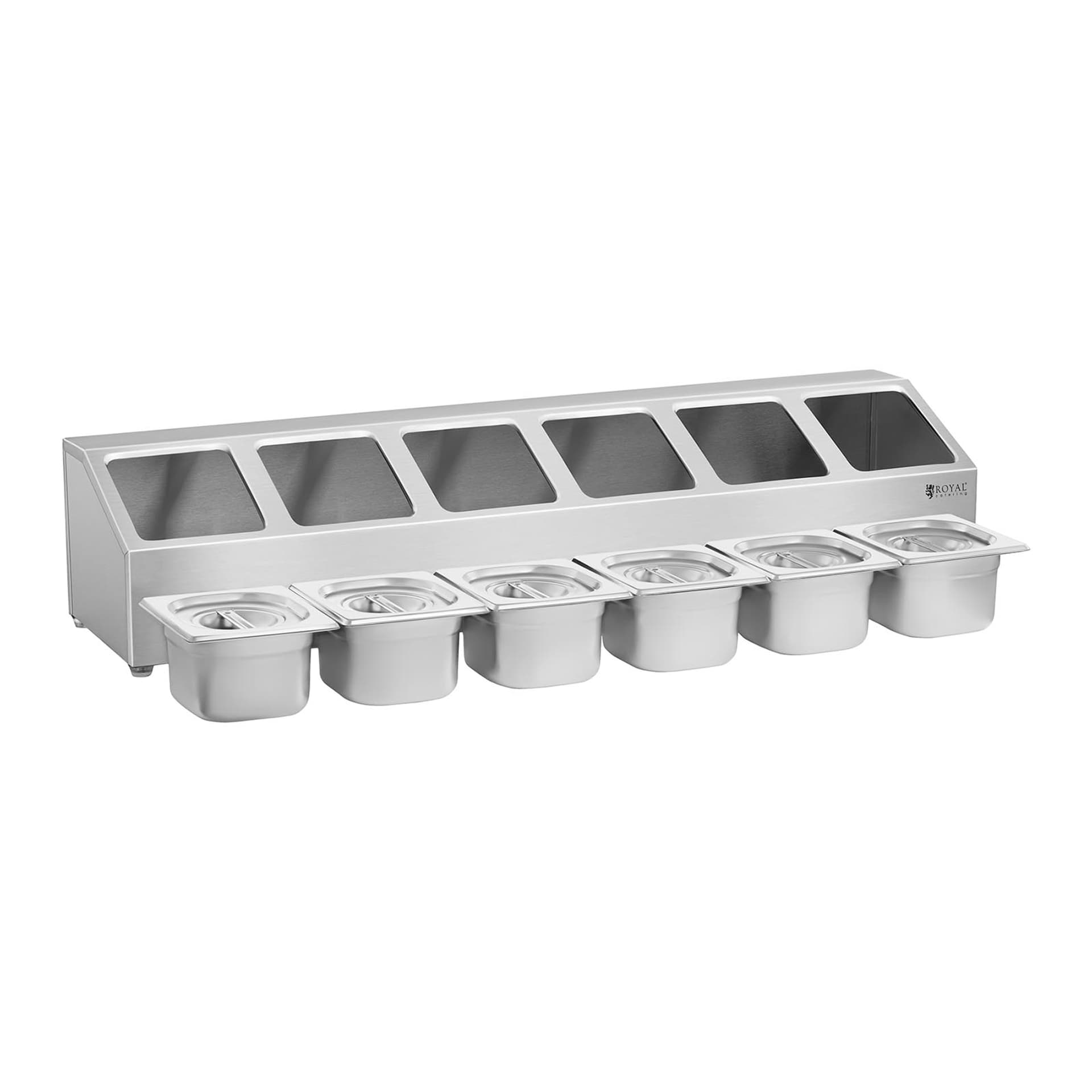 

Ekspozytor stojak na pojemniki 6x GN 1/6 + pojemniki z pokrywkami