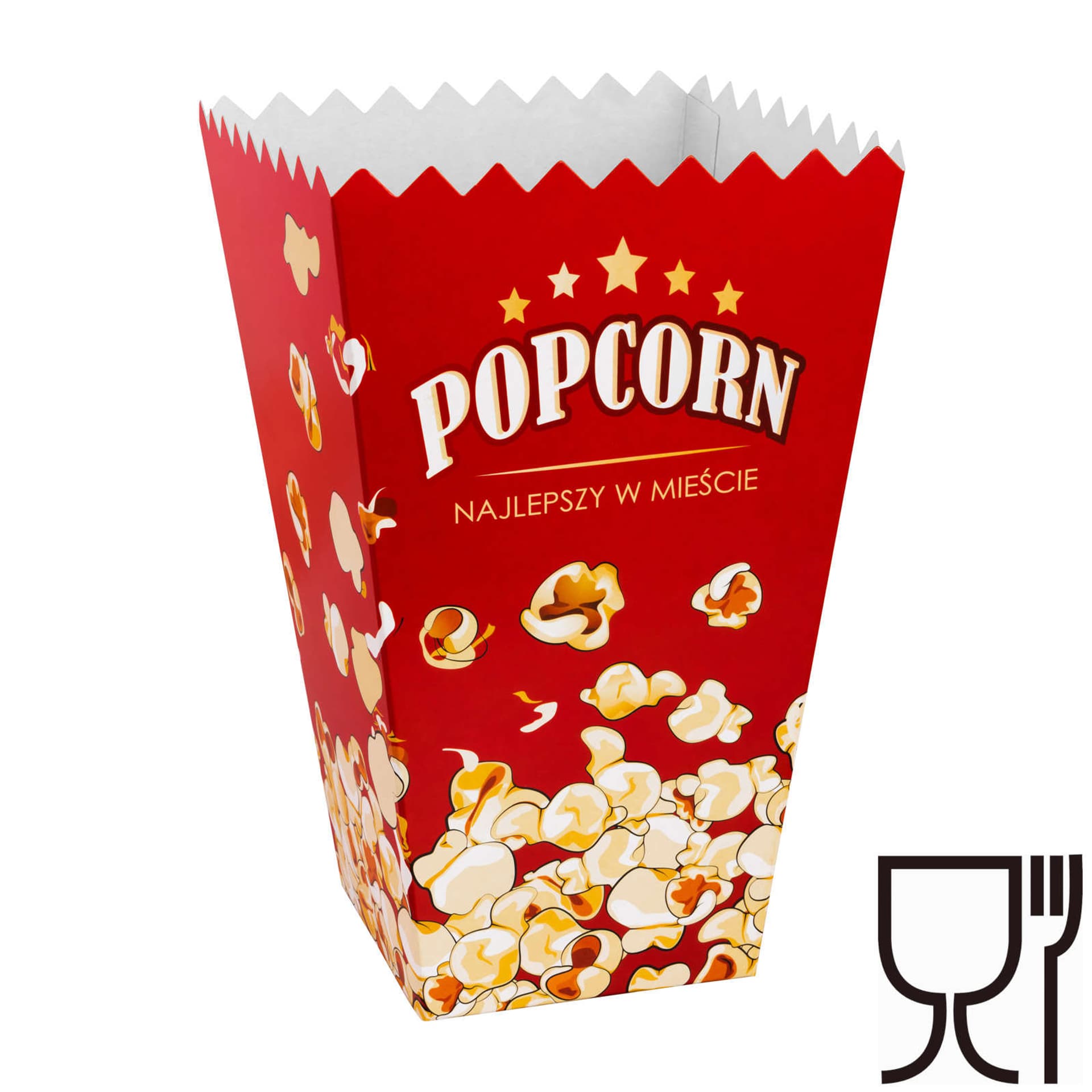 

Pudełko kartonik na PopCorn 10.5x26.5x16cm MAXI 5L 50szt.