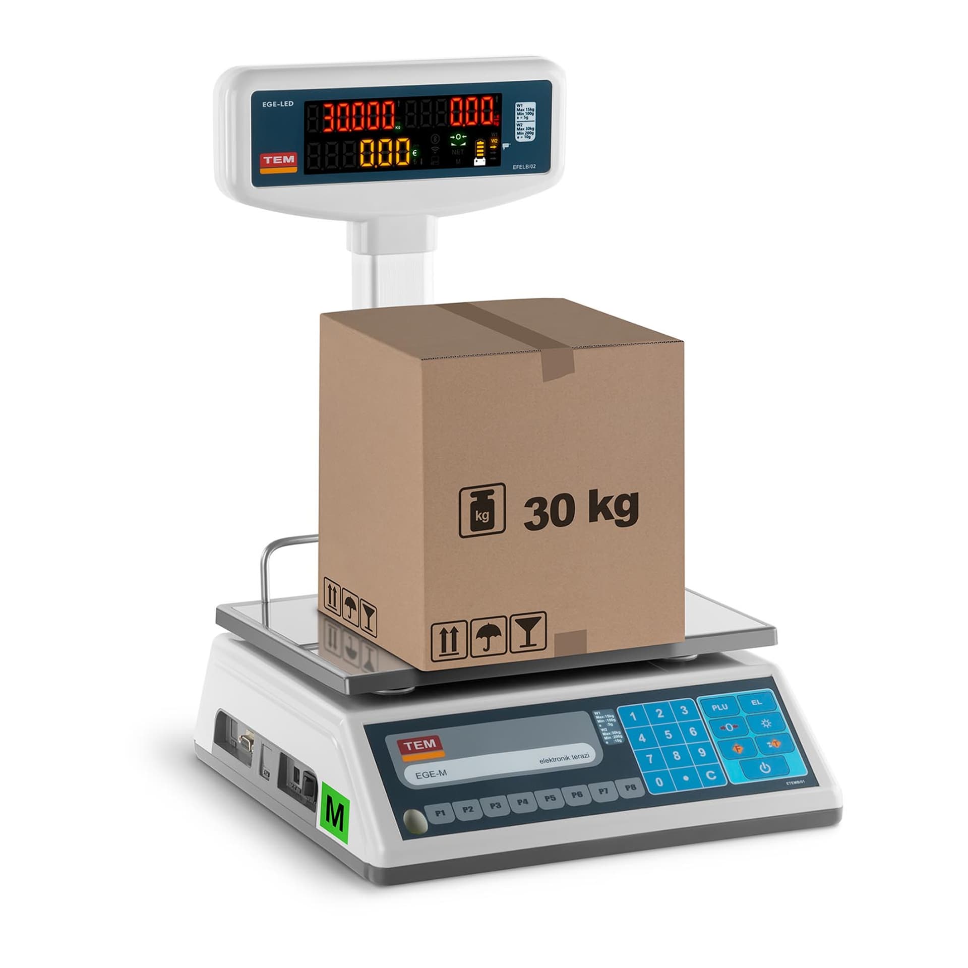 

Waga sklepowa cenowa zalegalizowana EGE-LED TEM RS232 30kg / 10g