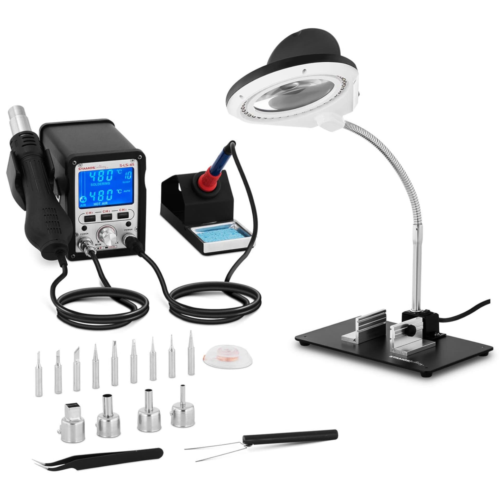 

Stacja lutownicza kolbowa HOT AIR 70W LCD S-LS-45 S - ZESTAW 21el.