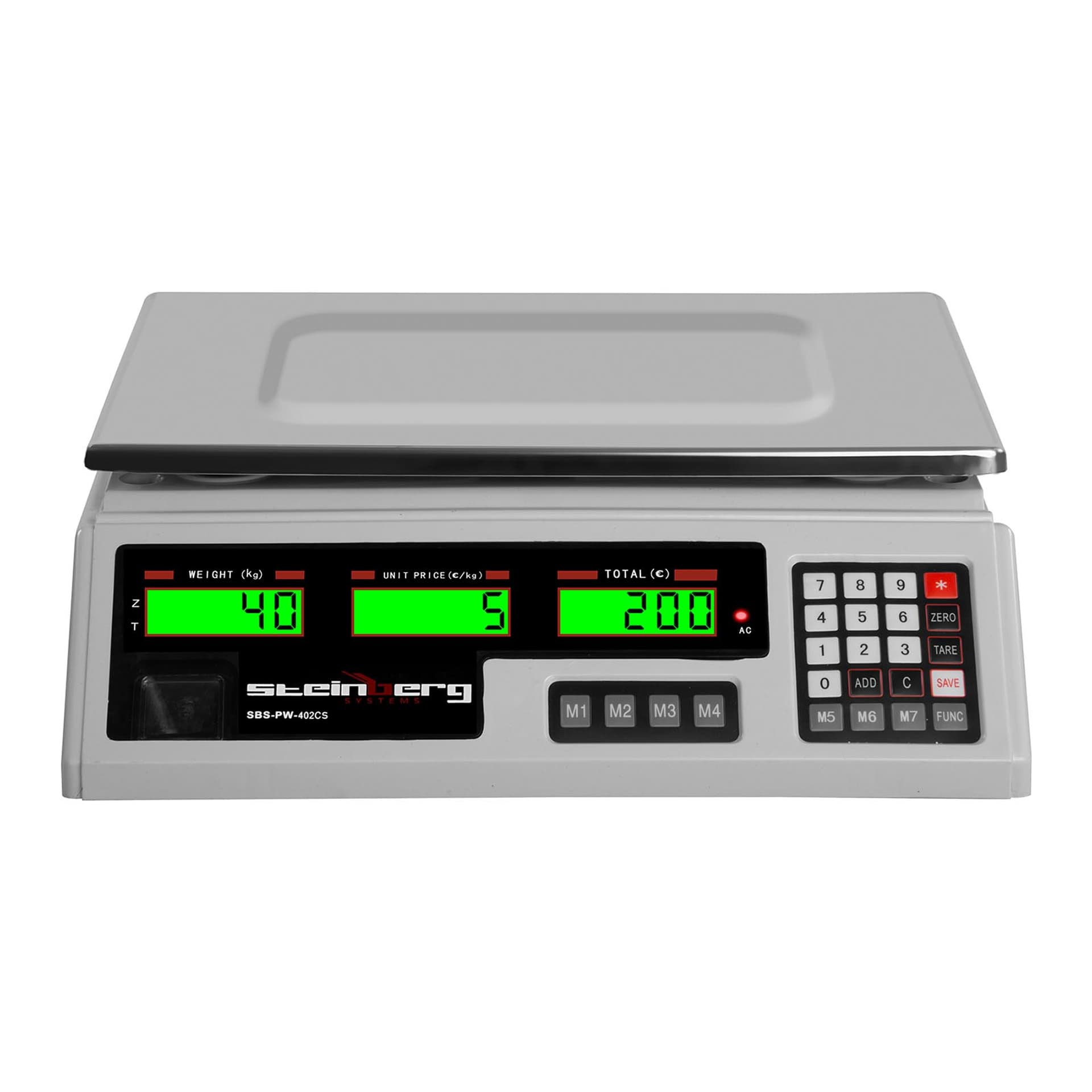 

Waga sklepowa kontrolna 339x233mm zasilacz + akumulator 40kg / 2g - biała