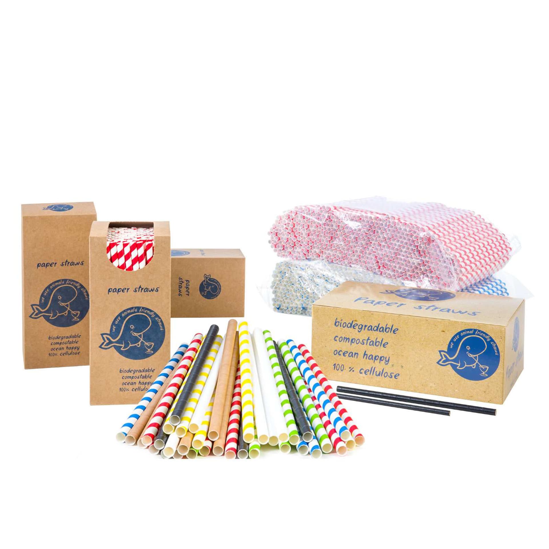 

Słomki papierowe BIO ekologiczne PAPER STRAWS 6/205mm - biało-zielone 500szt.