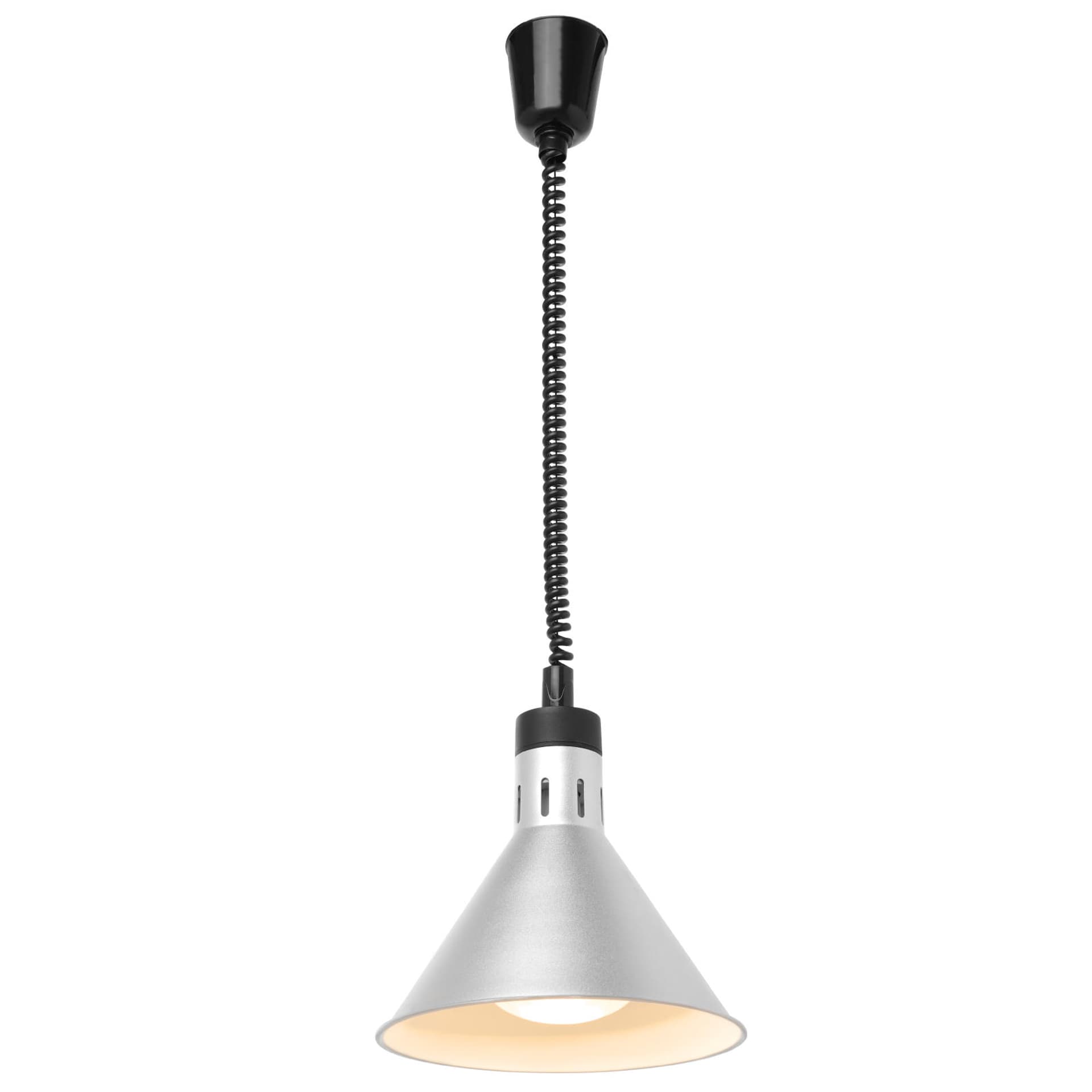 

Lampa do podgrzewania potraw - wisząca stożkowa srebrna 250W