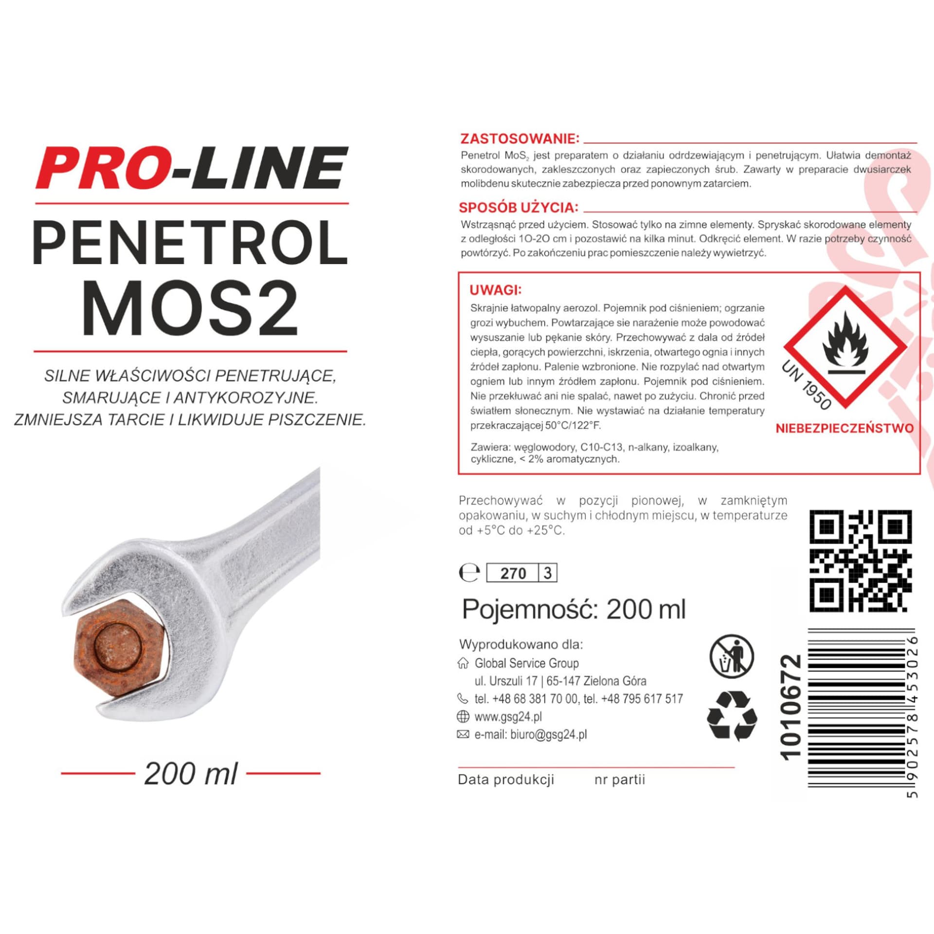 

Odrdzewiacz silnie penetrujący PENETROL MoS2 PRO-LINE spray 200ml