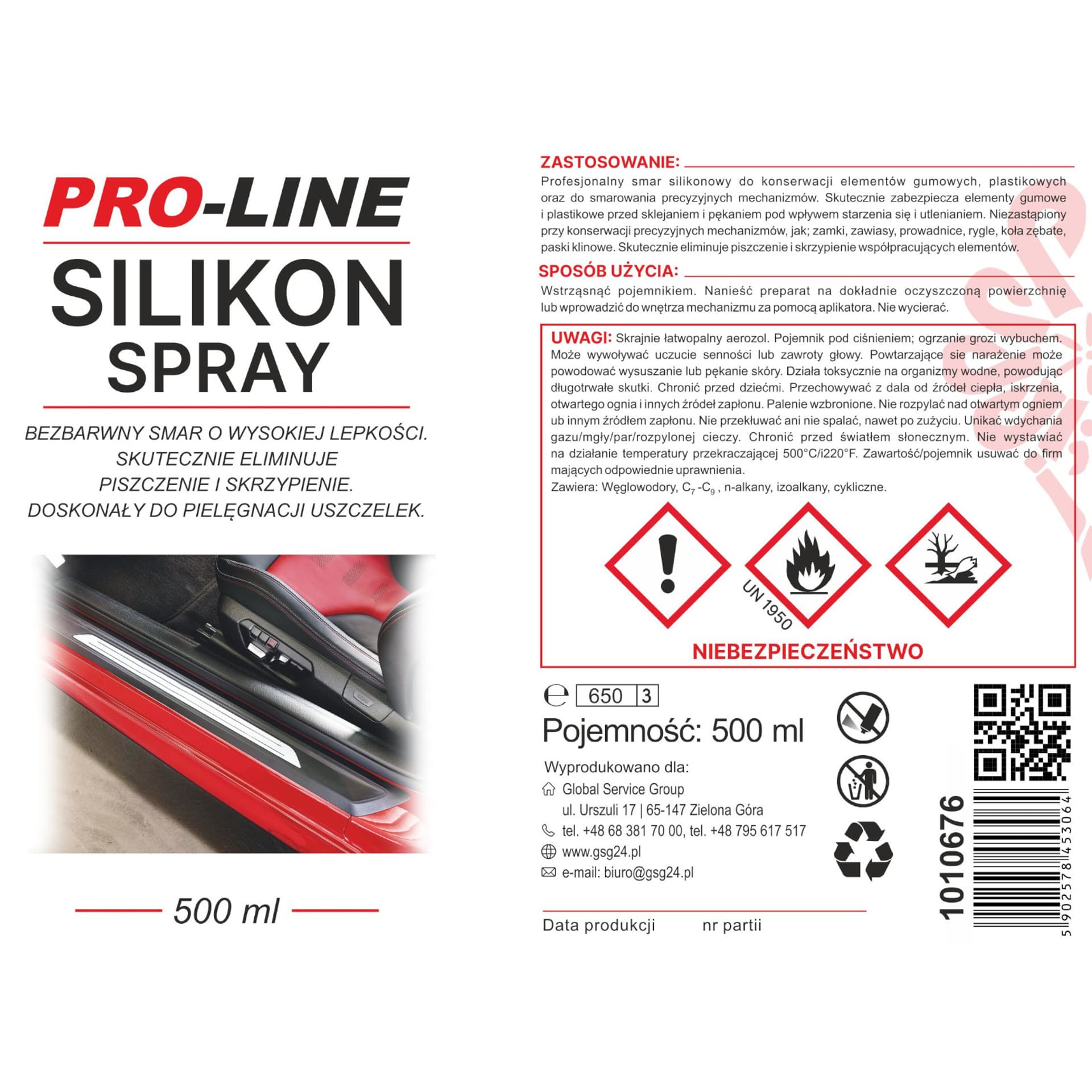 

Silikon smar w sprayu do pielegnacji uszczelek PRO-LINE 500ml