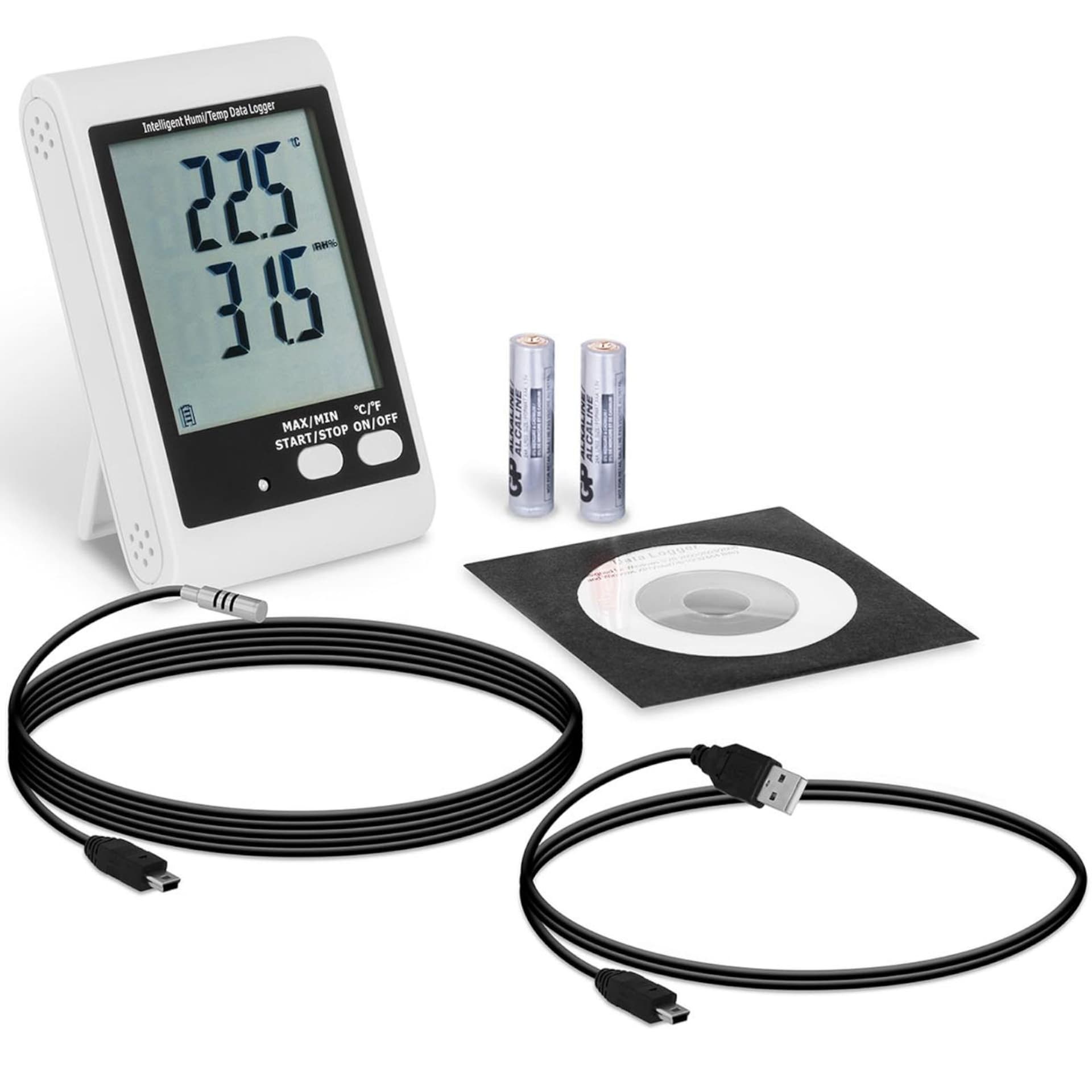 

Rejestrator temperatury i wilgotności zewnętrzny USB zakres -40 do 125C