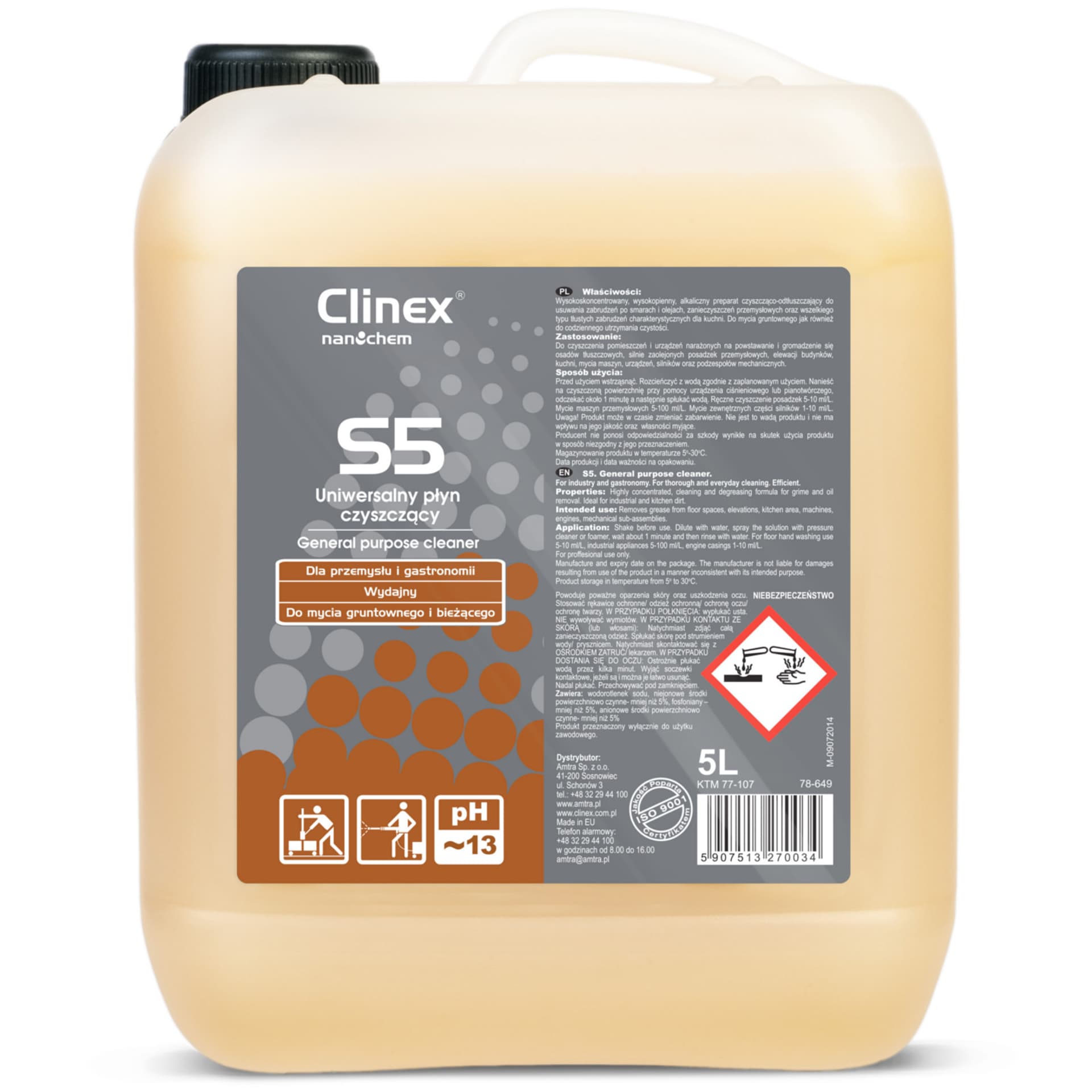 

Uniwersalny płyn czyszczący do uporczywych zabrudzeń CLINEX S5 5L