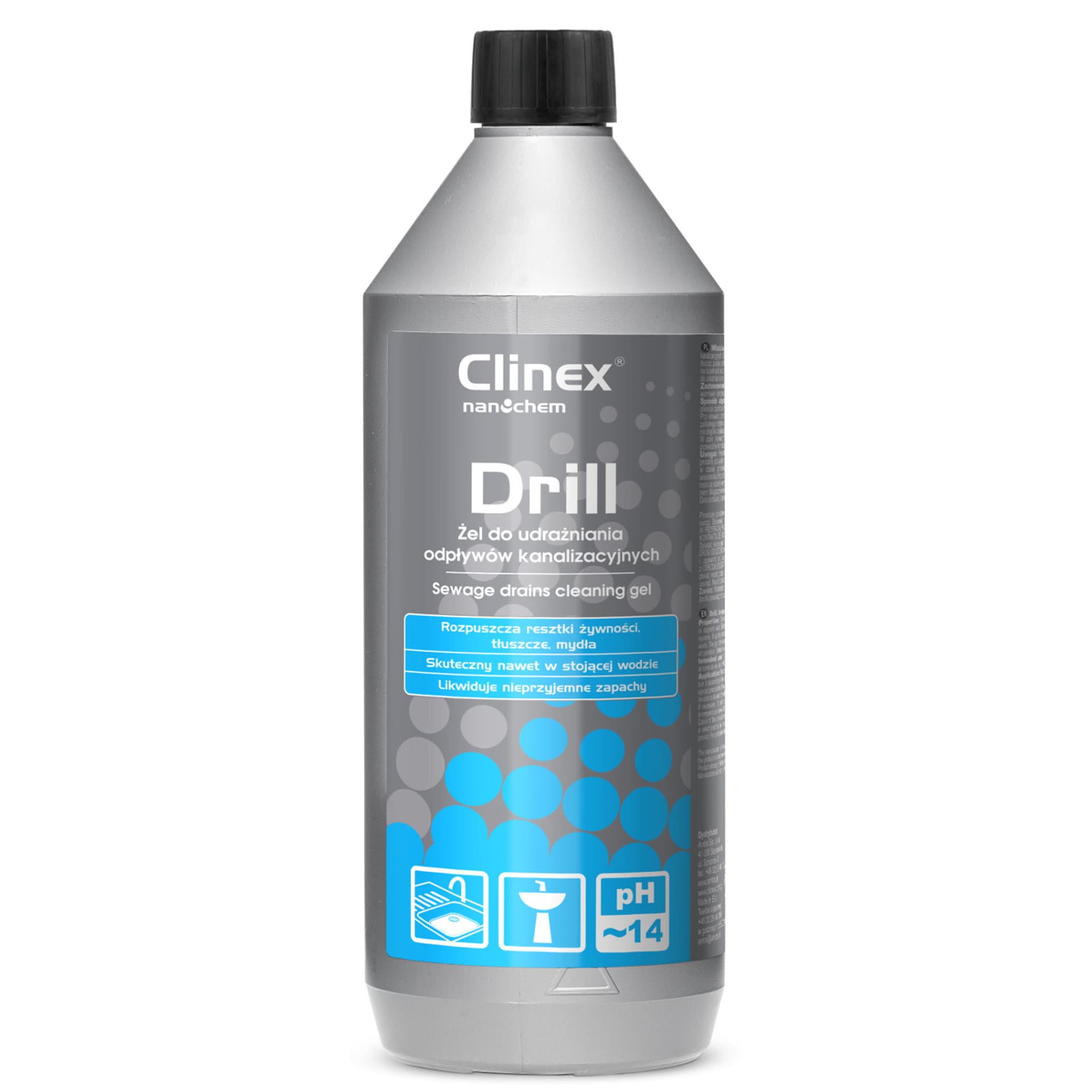 

Żel środek do udrażniania zlewów rur kanalizacji CLINEX Drill 1L