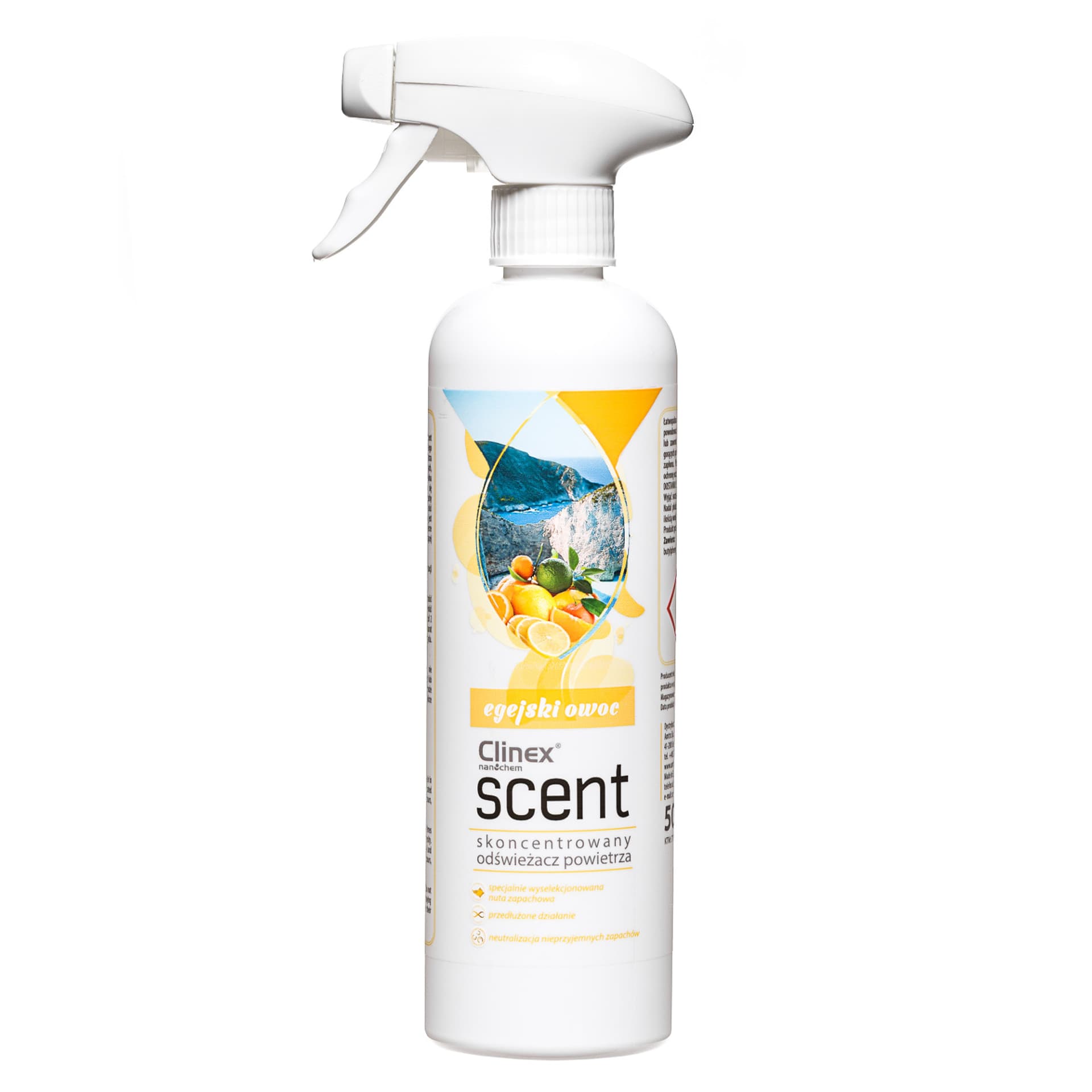 

Skoncentrowany odświeżacz powietrza rozpylany na powierzchnie CLINEX Scent - Egejski Owoc 500ML