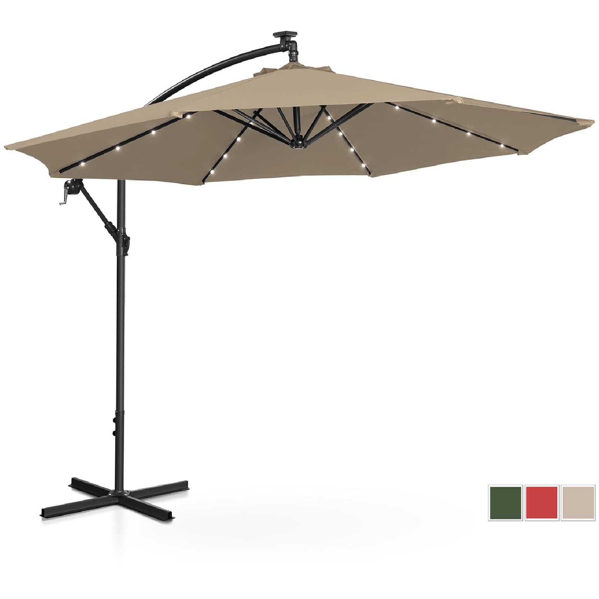 

Parasol ogrodowy na wysięgniku okrągły z oświetleniem LED śr. 300 cm beżowy