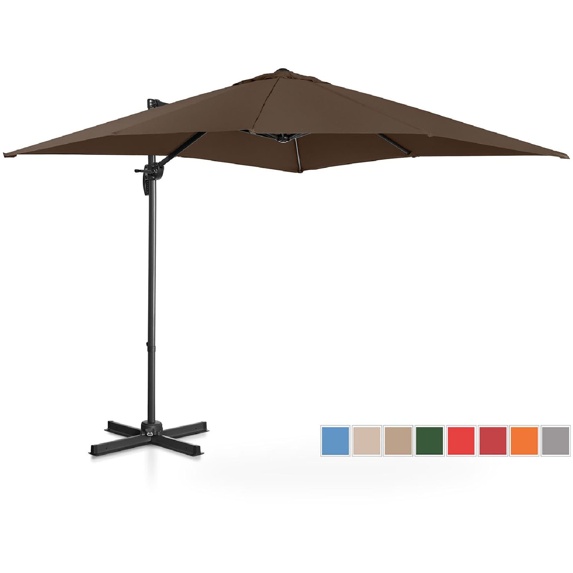 

Parasol ogrodowy boczny na wysięgniku kwadratowy 250 x 250 cm brązowy