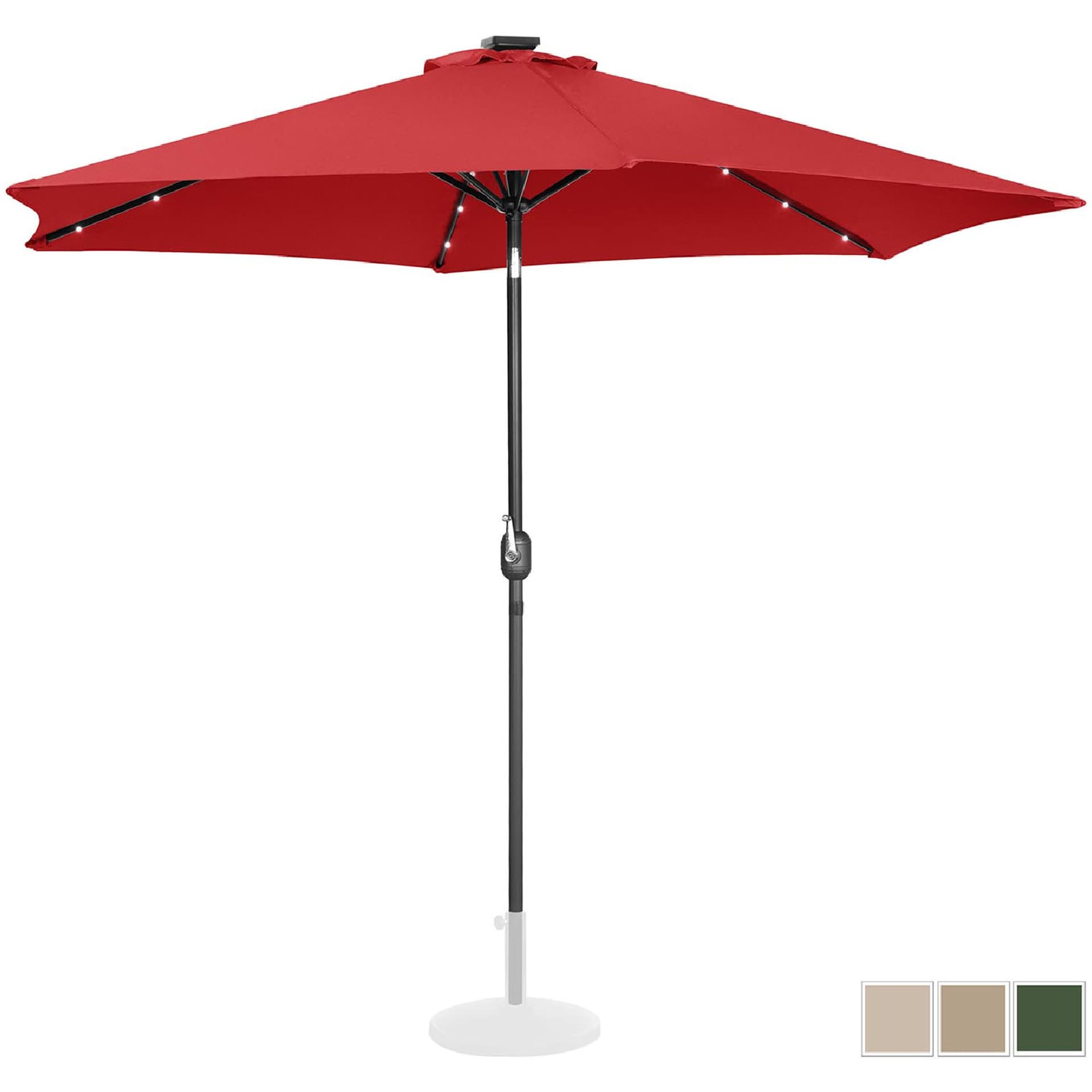 

Parasol ogrodowy okrągły uchylny z korbką oświetleniem LED śr. 300 cm czerwony