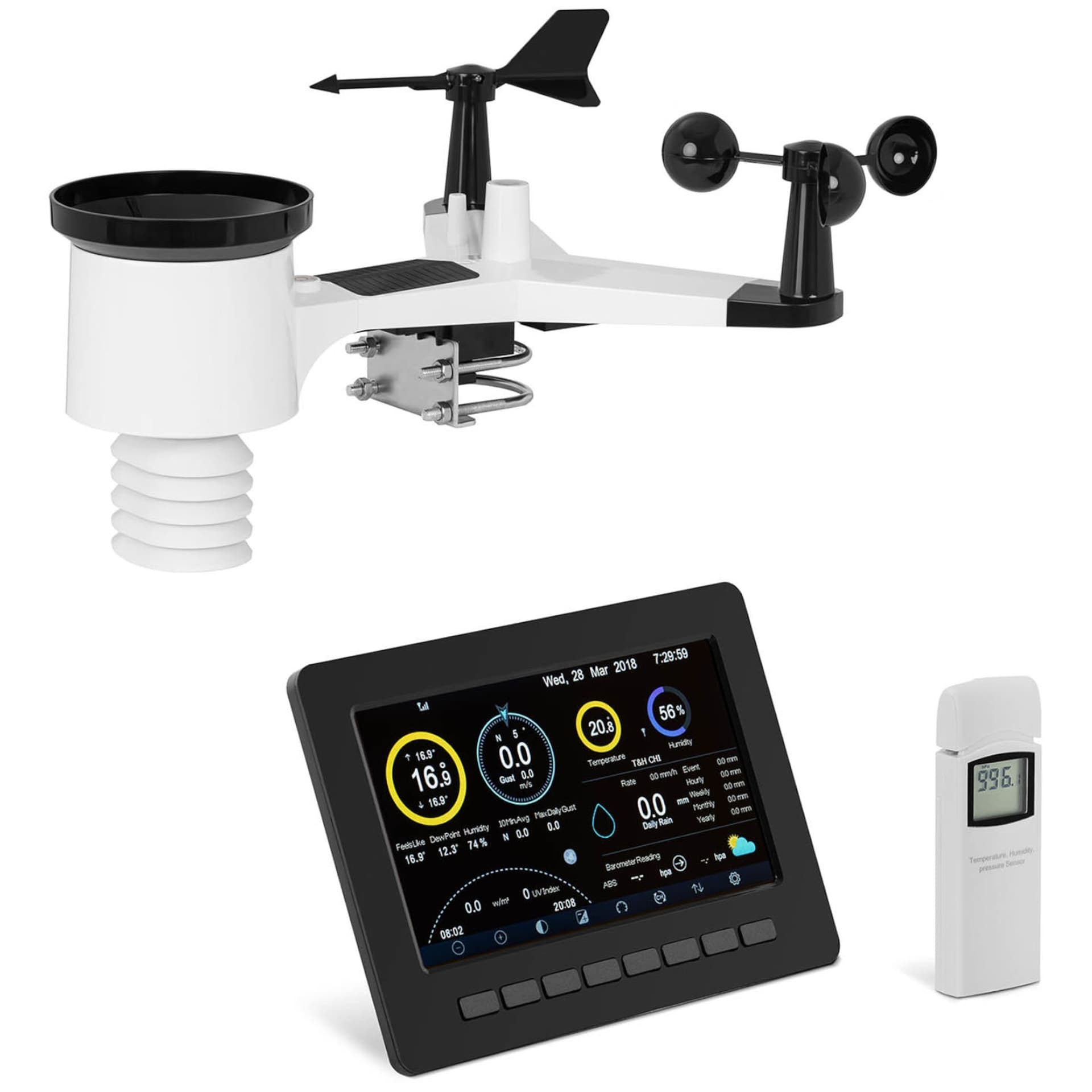

Bezprzewodowa stacja meteorologiczna pogodowa solarna 7w1 LCD WiFi 100m