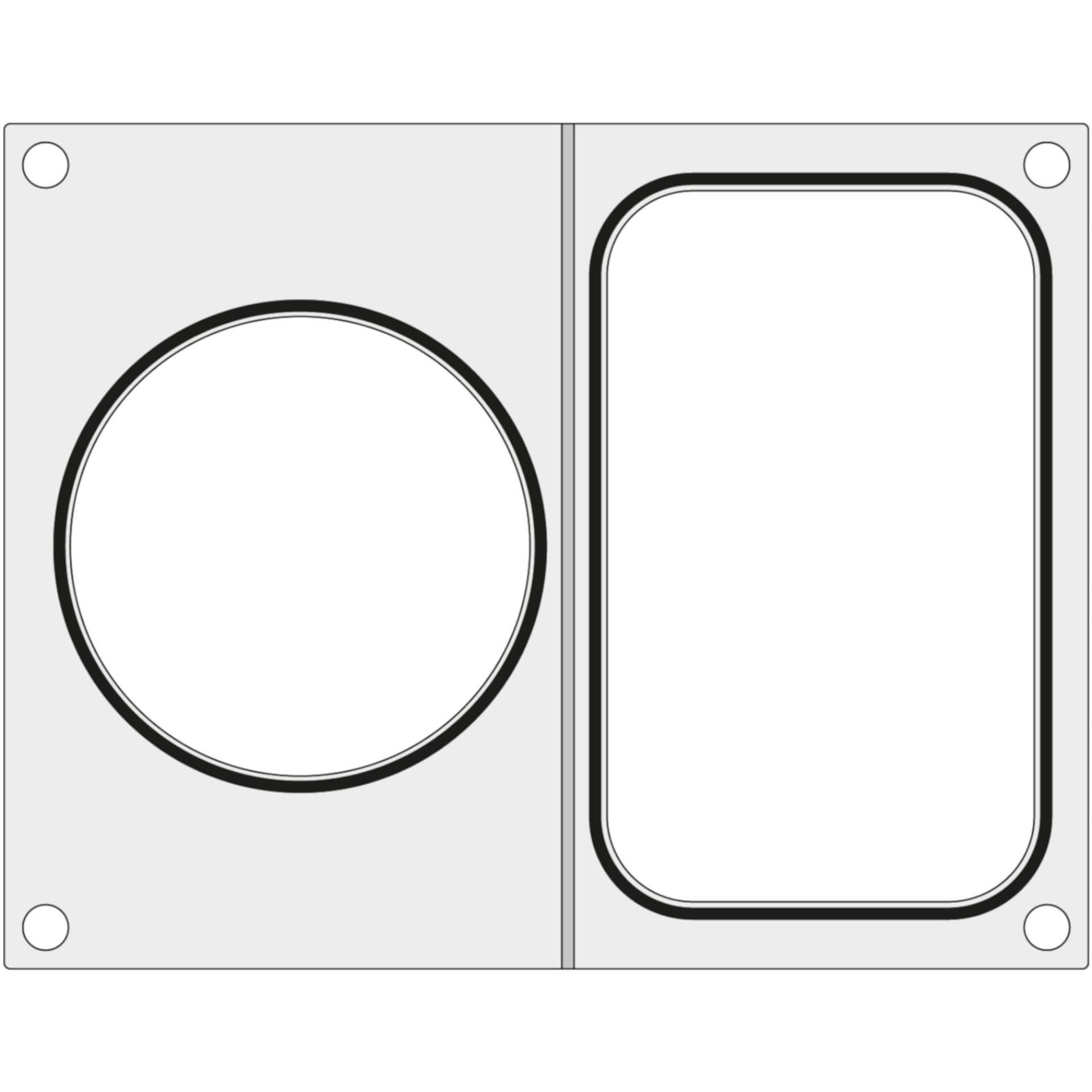 

Matryca do zgrzewarki CAS CDS-01 na tackę bez podziału 178x113 mm + pojemnik śr. 115 mm - Hendi 805428