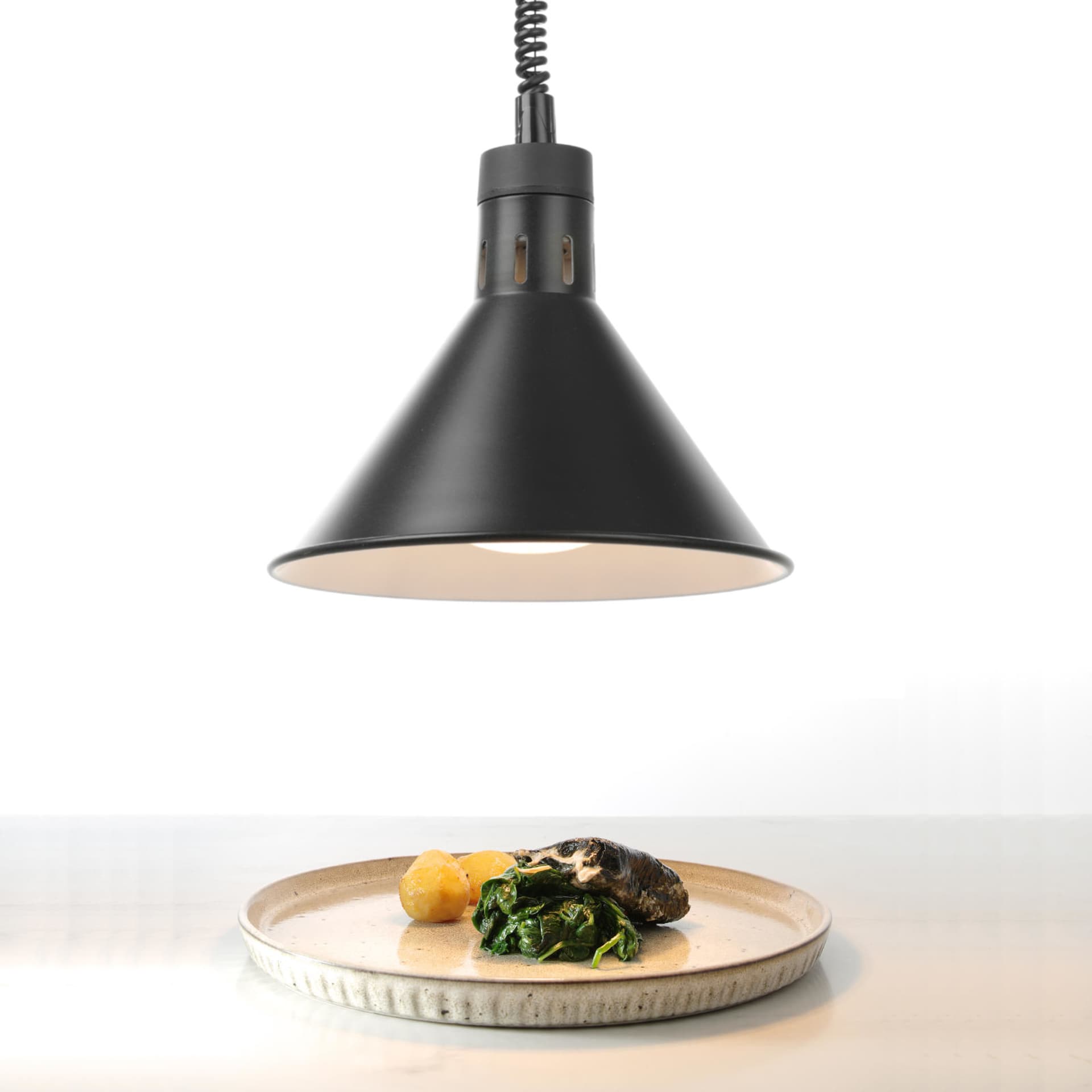 

Lampa do podgrzewania potraw - wisząca stożkowa czarna śr. 275mm 250 W - Hendi 273845