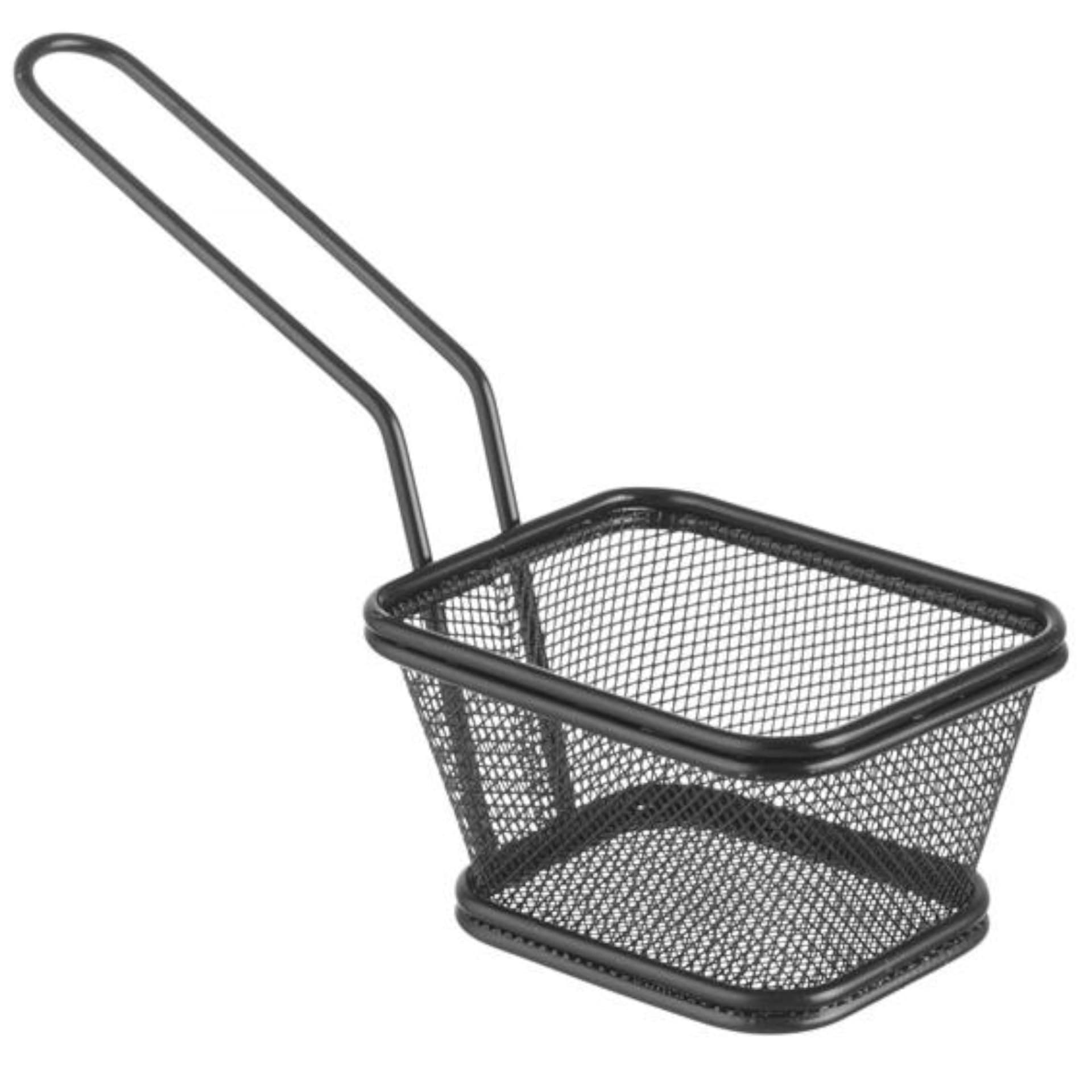 

Koszyk do serwowania smażonych przekąsek frytek z uchwytem czarny 105x90x60 mm - Hendi 425671