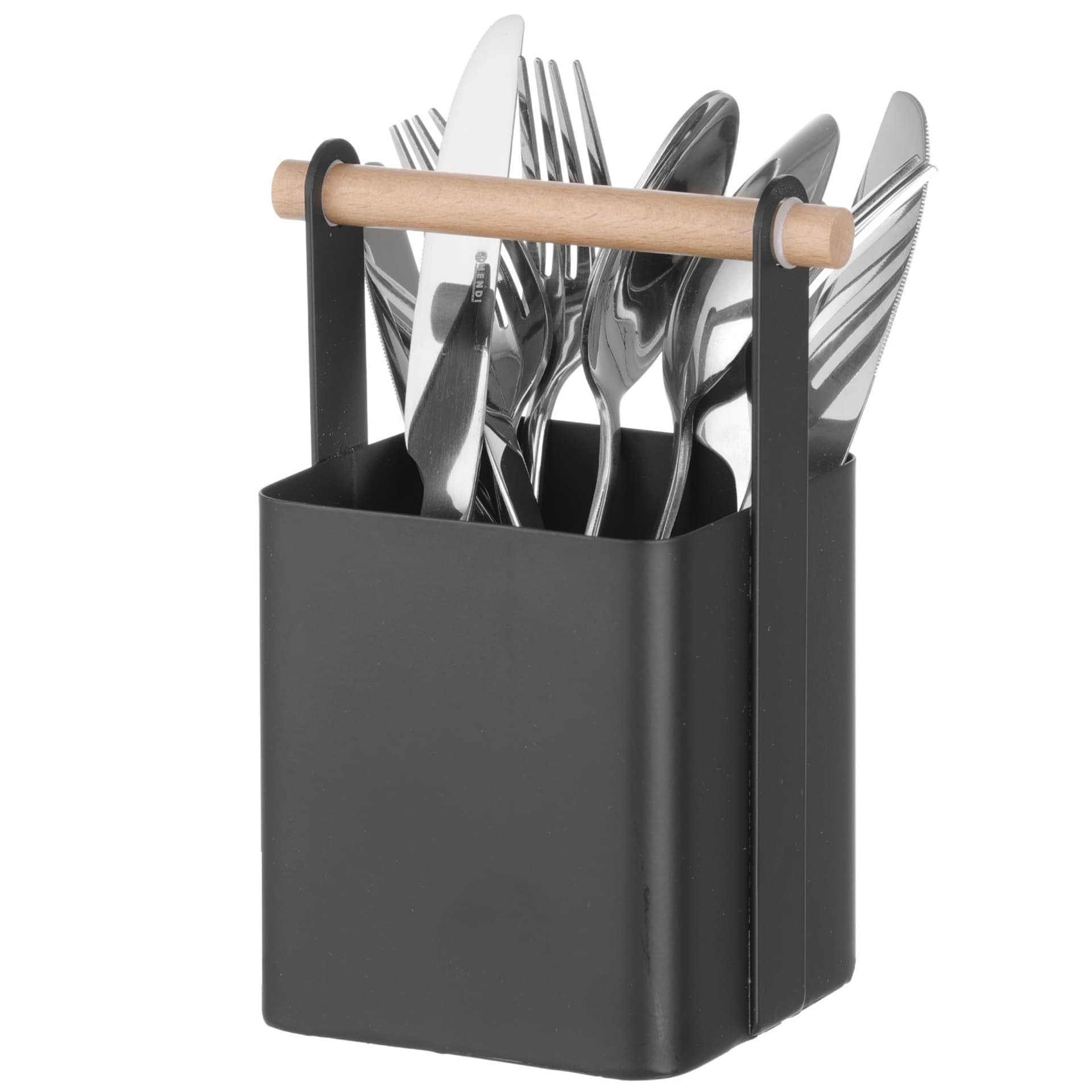 

Organizer koszyk stołowy na sztućce z drewnianą rączką 14x10.5x19 cm - Hendi 427064