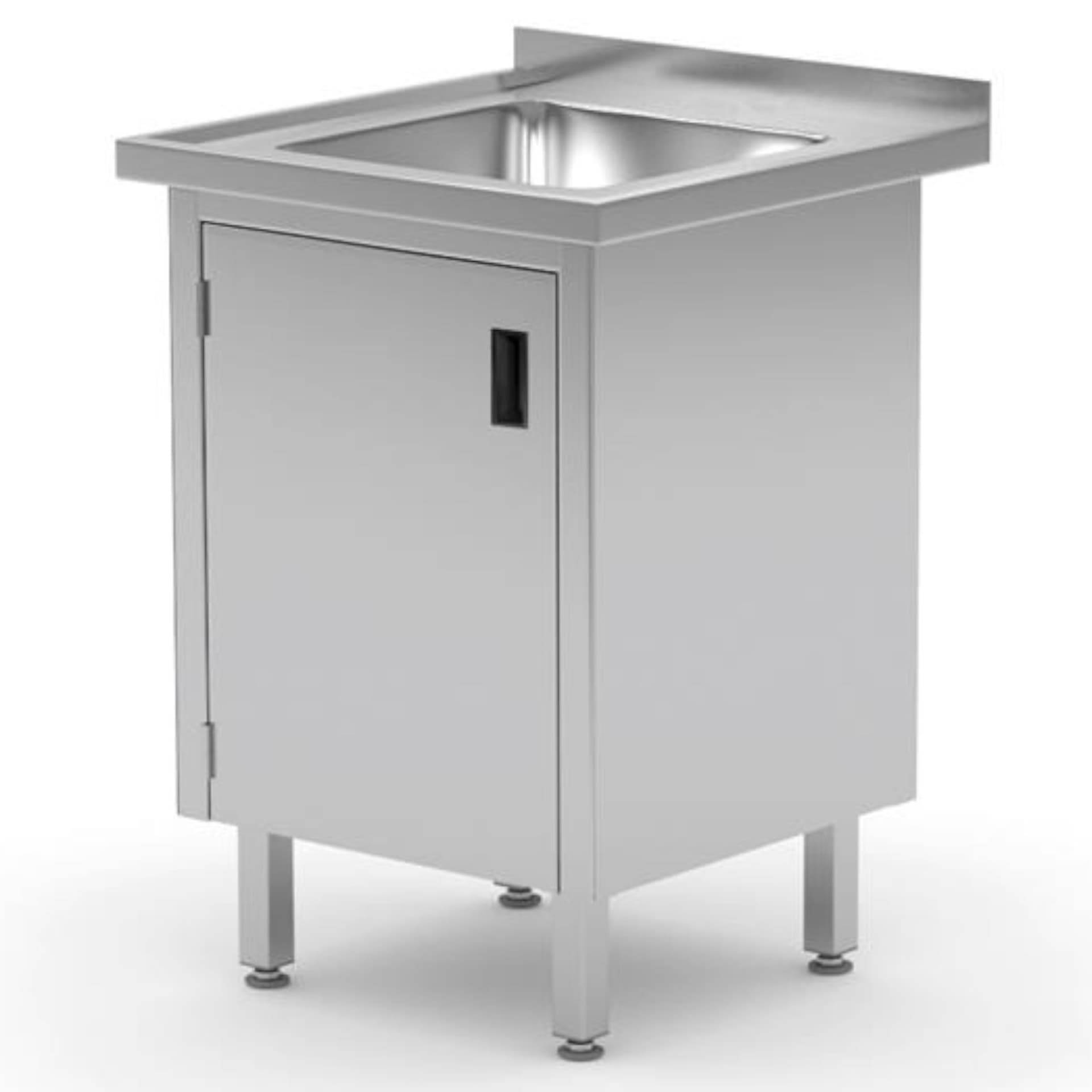 

Zlew roboczy gospodarczy z szafką z drzwiami na zawiasach spawany 50x70x85 cm - Hendi 813539