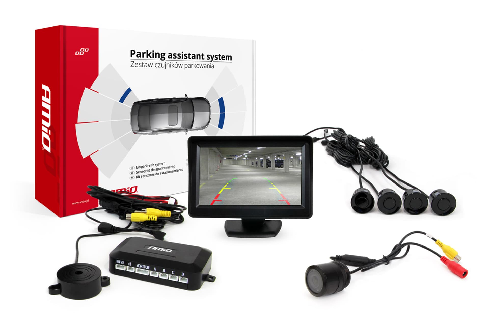 

Zestaw czujników parkowania tft01 4,3" z kamerą hd-301-ir 4 sensory czarne