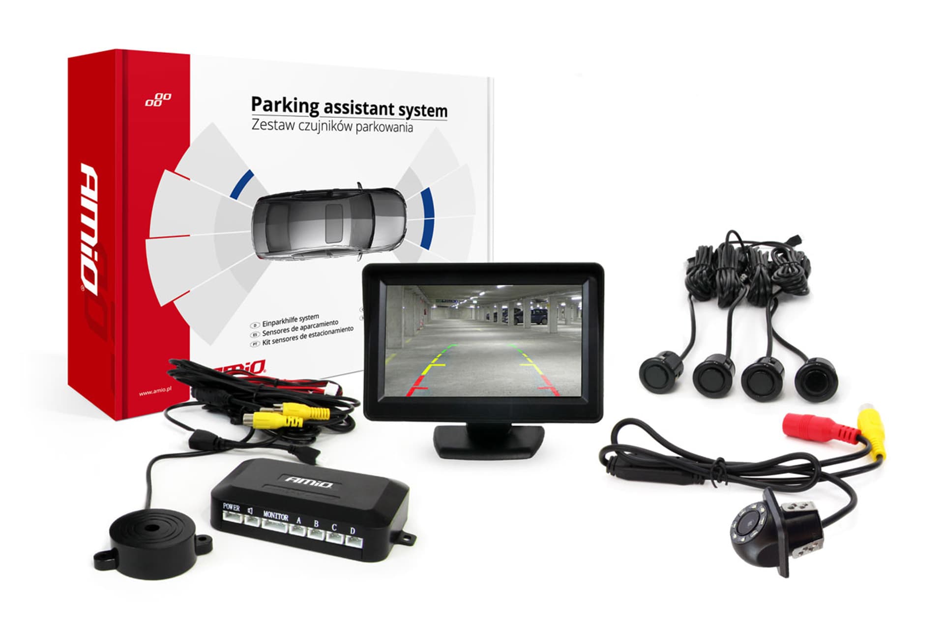 

Zestaw czujników parkowania tft01 4,3" z kamerą hd-305 led 4 sensory czarne "gold"