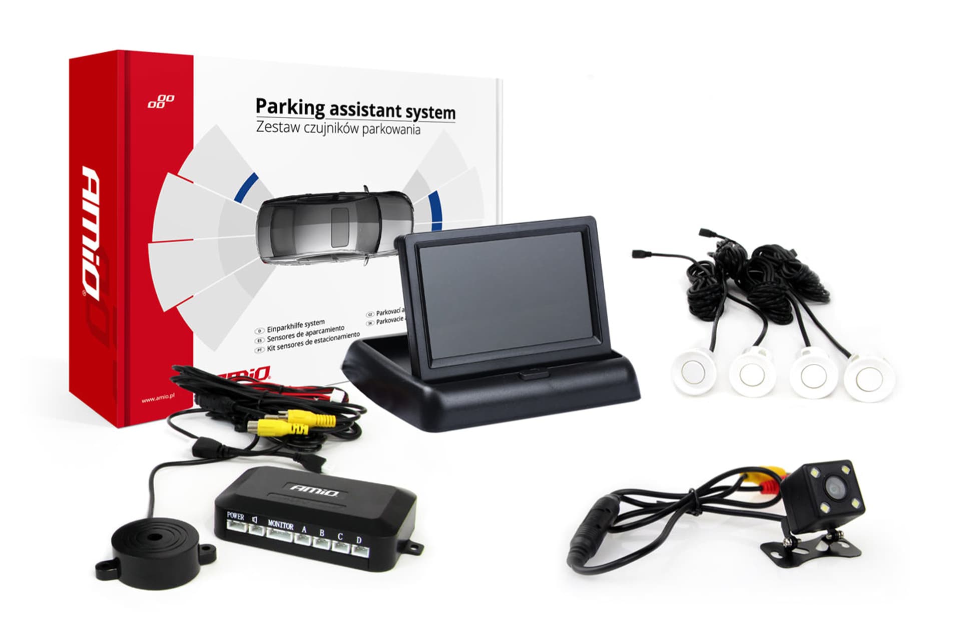 

Zestaw czujników parkowania tft02 4,3" z kamerą hd-315-led 4 sensory białe