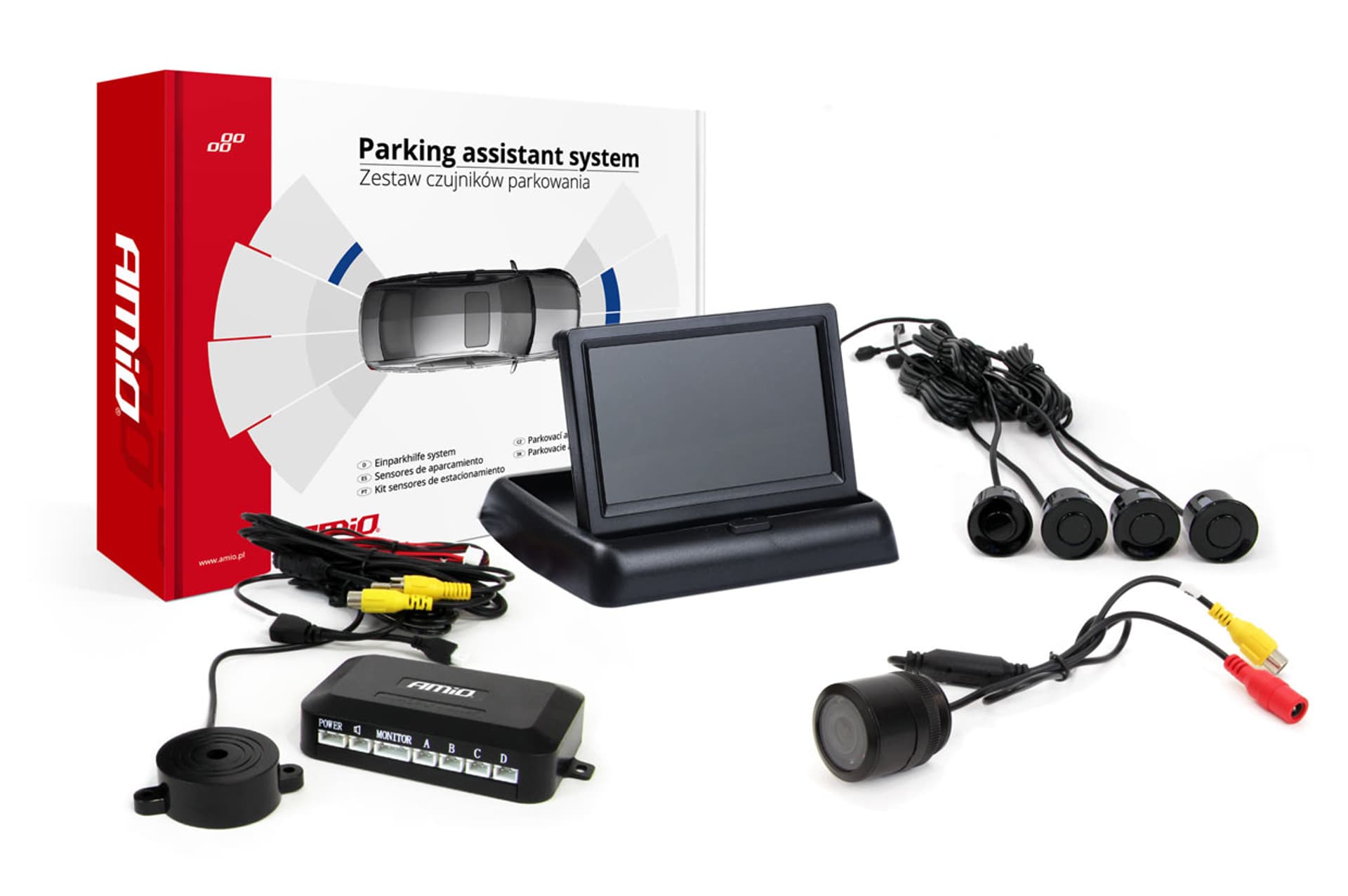 

Zestaw czujników parkowania tft02 4,3" z kamerą hd-301-ir 4 sensory czarne