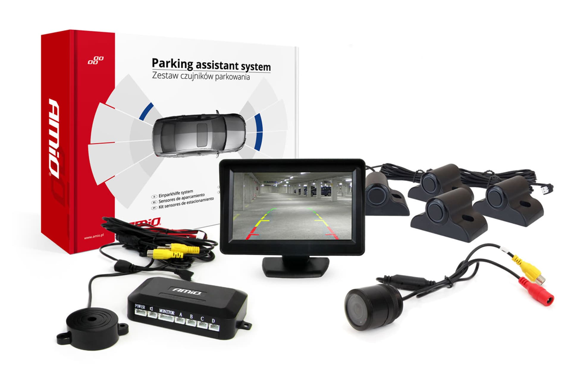 

Zestaw czujników parkowania tft01 4,3" z kamerą hd-301-ir 4 sensory czarne truck
