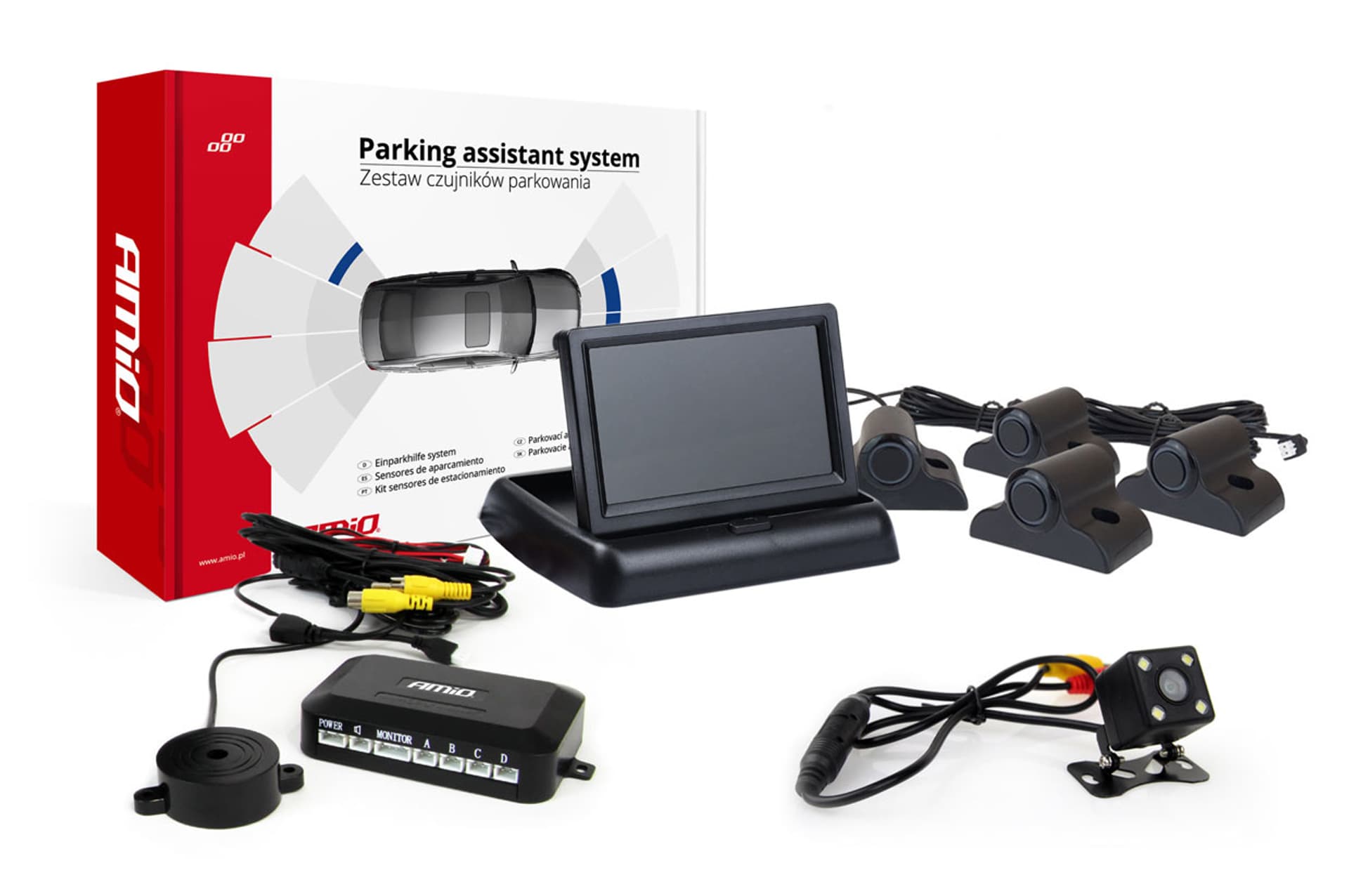 

Zestaw czujników parkowania tft02 4,3" z kamerą hd-315-led 4 sensory czarne truck