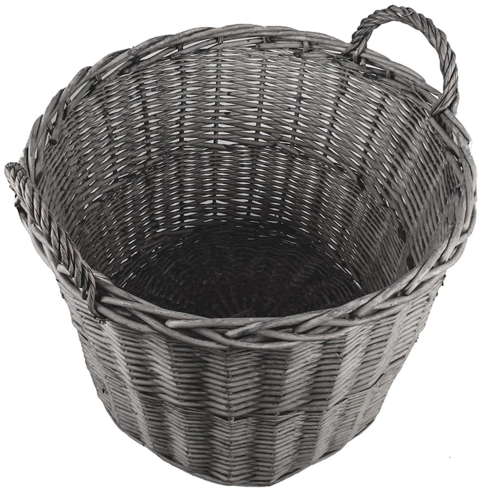 

Kosz wiklinowy z uchwytami, szary (śr. 55 cm, wys. 49 cm)