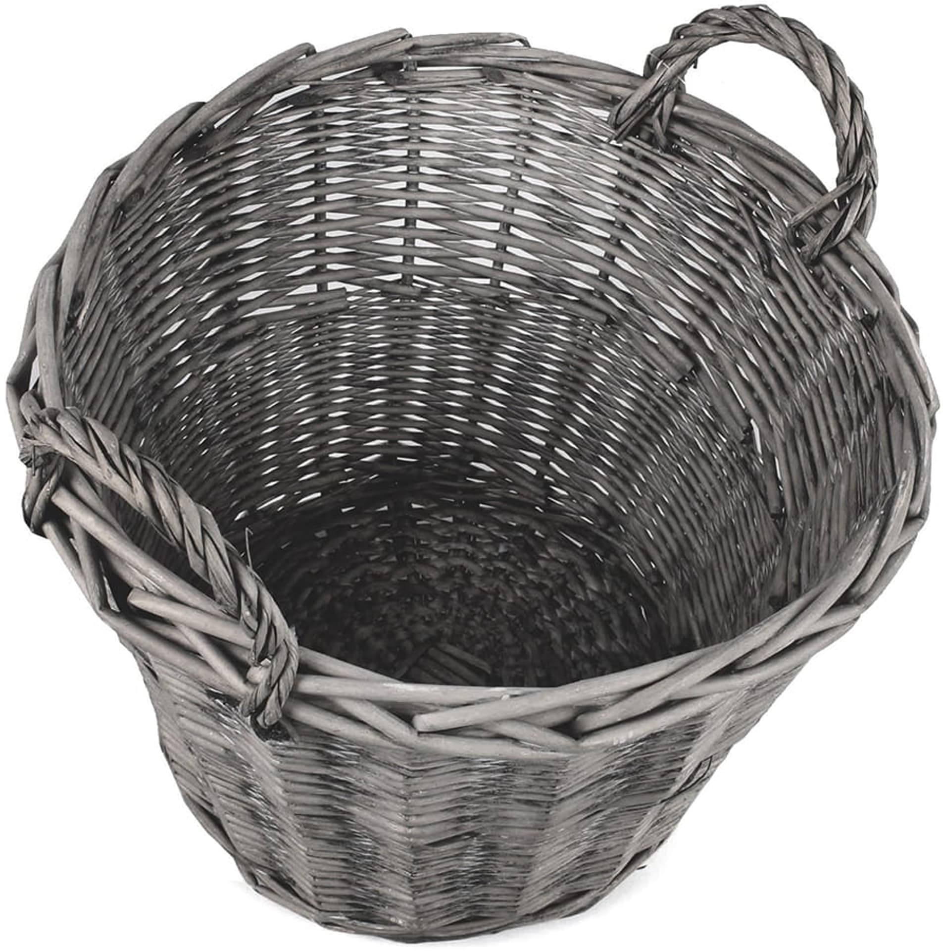 

Kosz wiklinowy z uchwytami, szary (śr. 38 cm, wys. 37 cm)